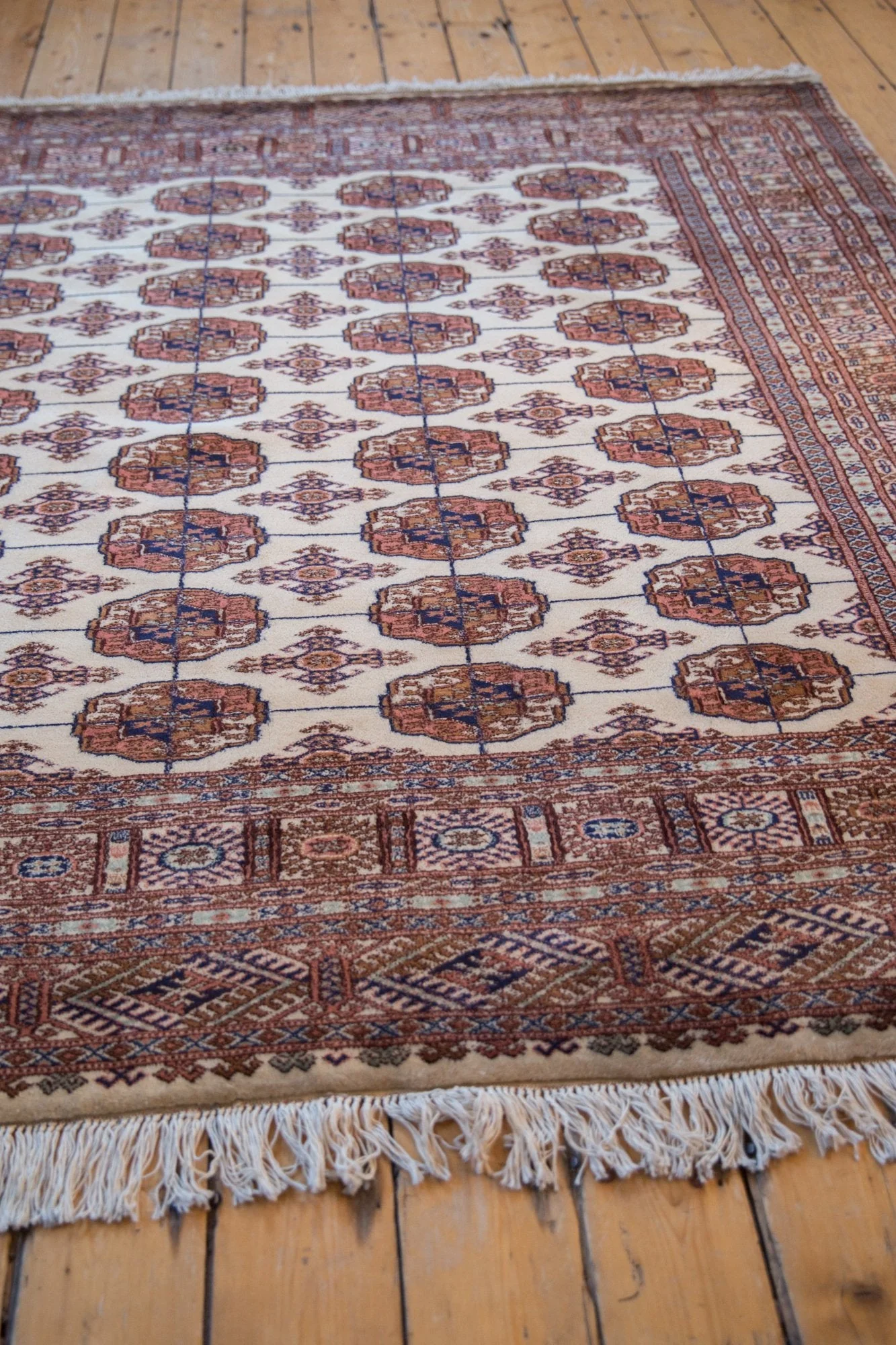 6.5x7 Vintage Fine Pakistani Bokhara Design Square Carpet - Image 7