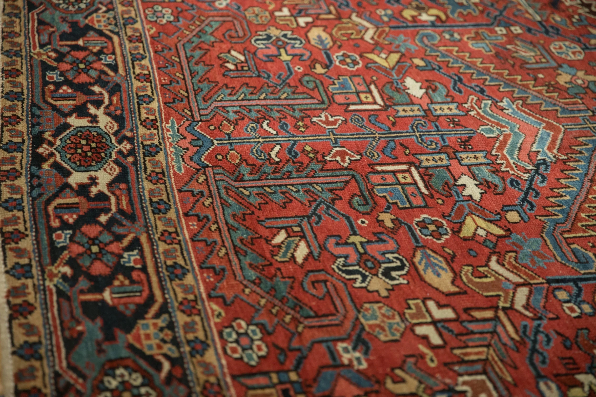 6.5x8.5 Vintage Heriz Carpet - Image 7