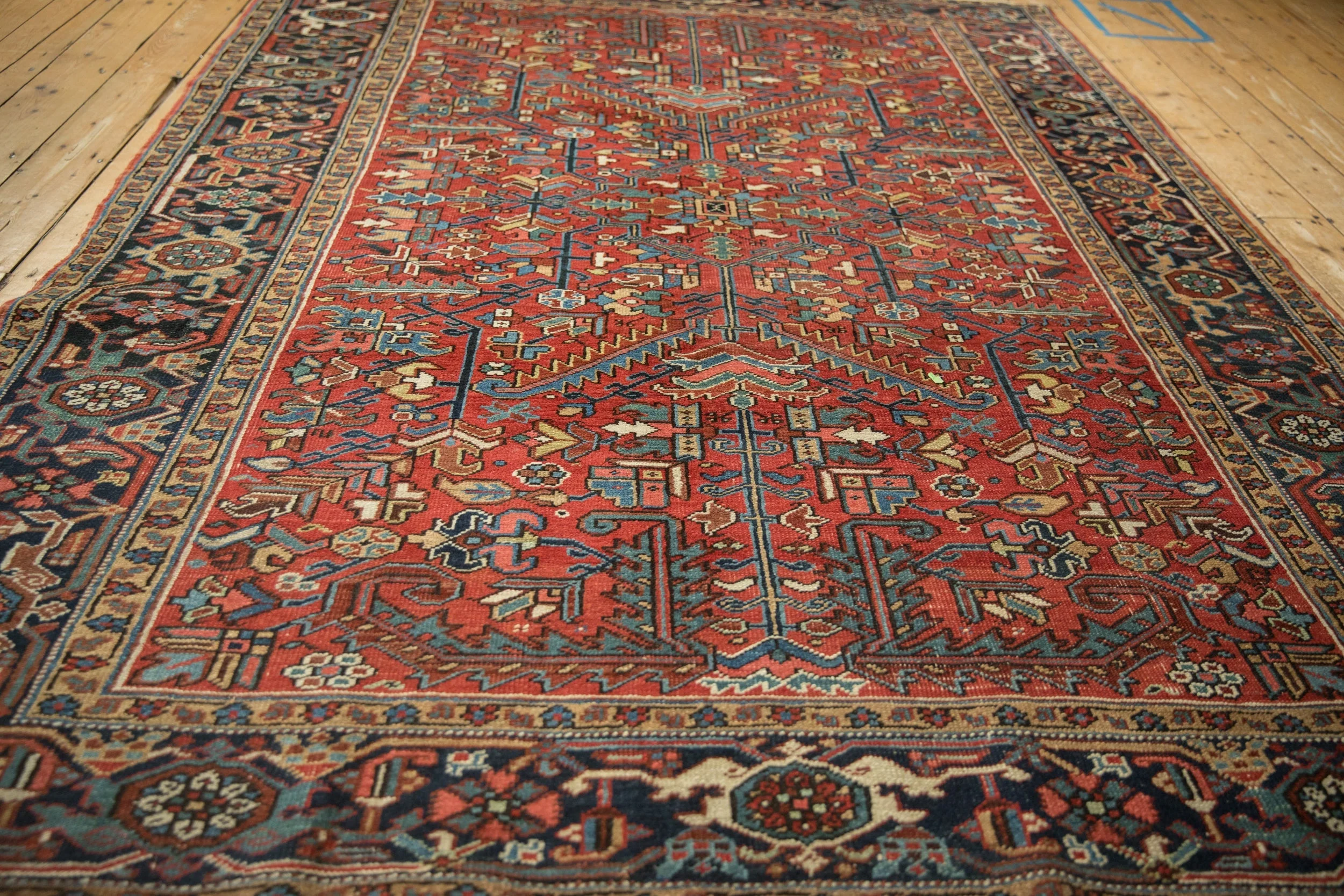 6.5x8.5 Vintage Heriz Carpet - Image 8