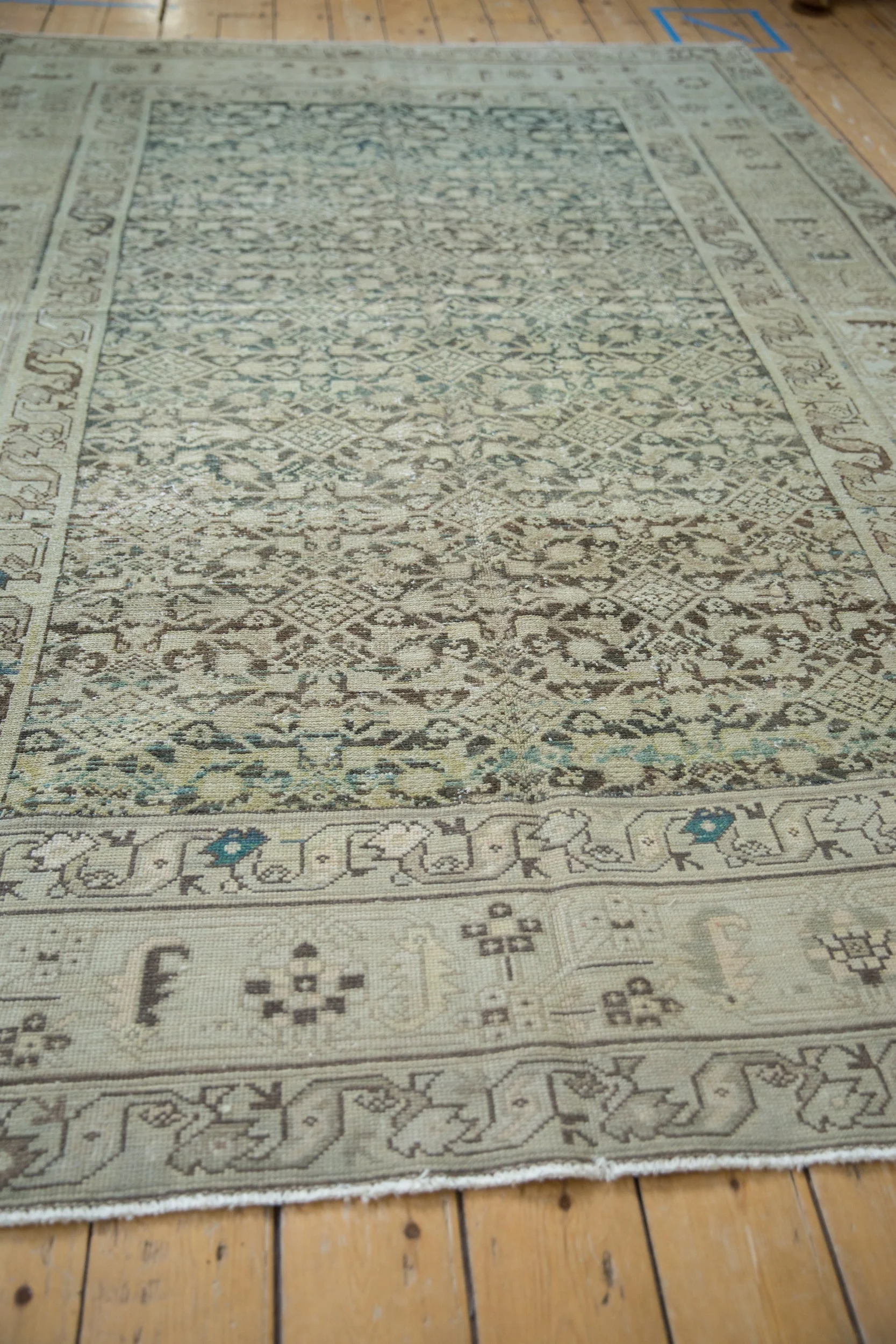 6.5x9.5 Vintage Distressed Hamadan Carpet - Image 5