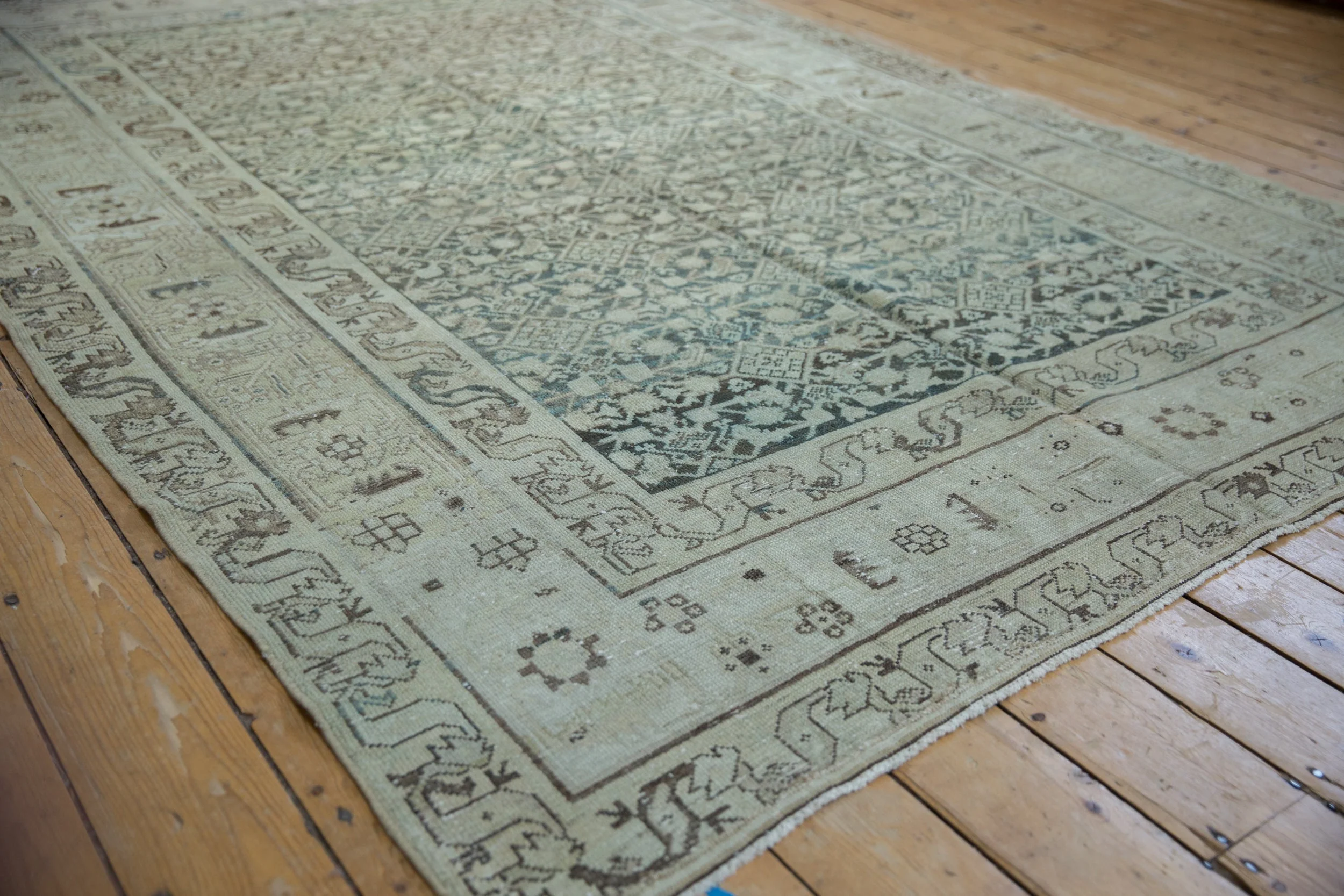 6.5x9.5 Vintage Distressed Hamadan Carpet - Image 7