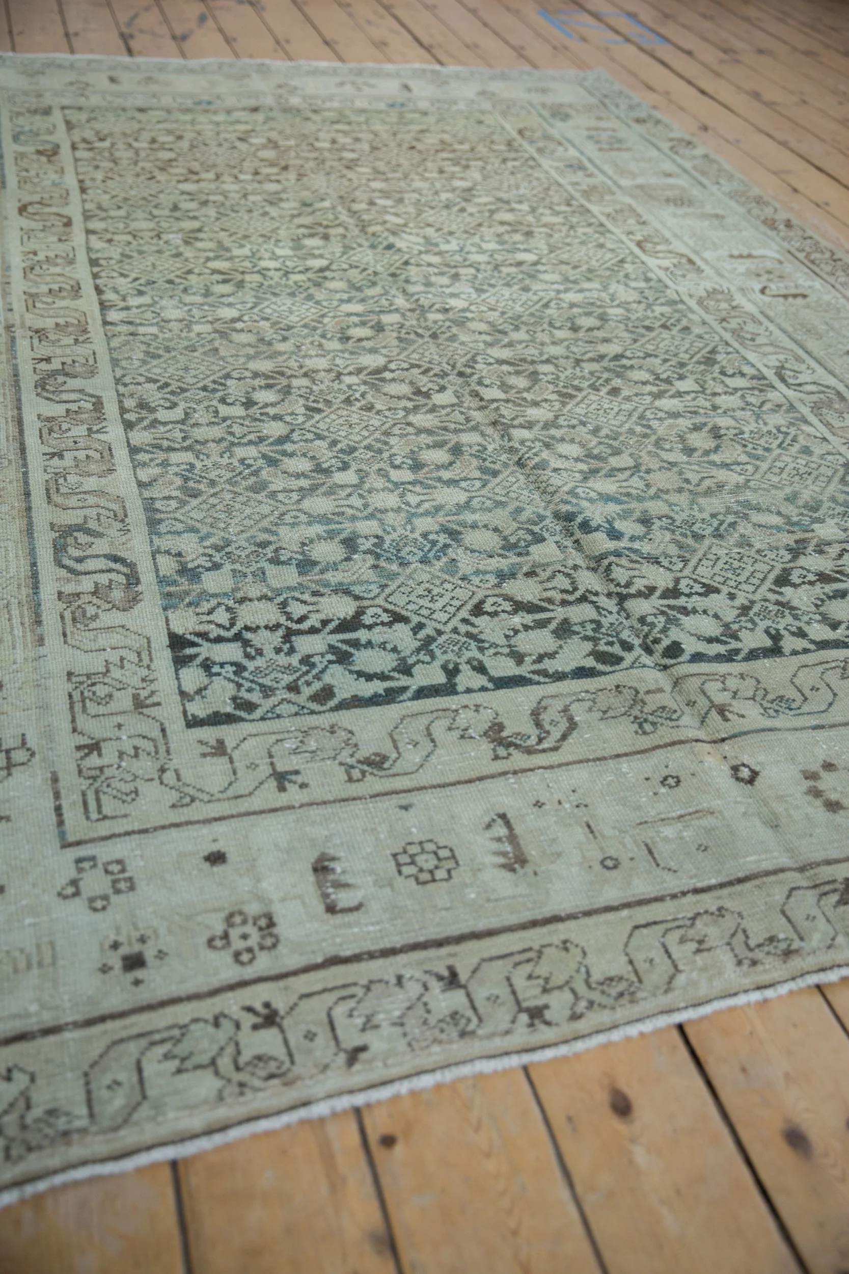 6.5x9.5 Vintage Distressed Hamadan Carpet - Image 8
