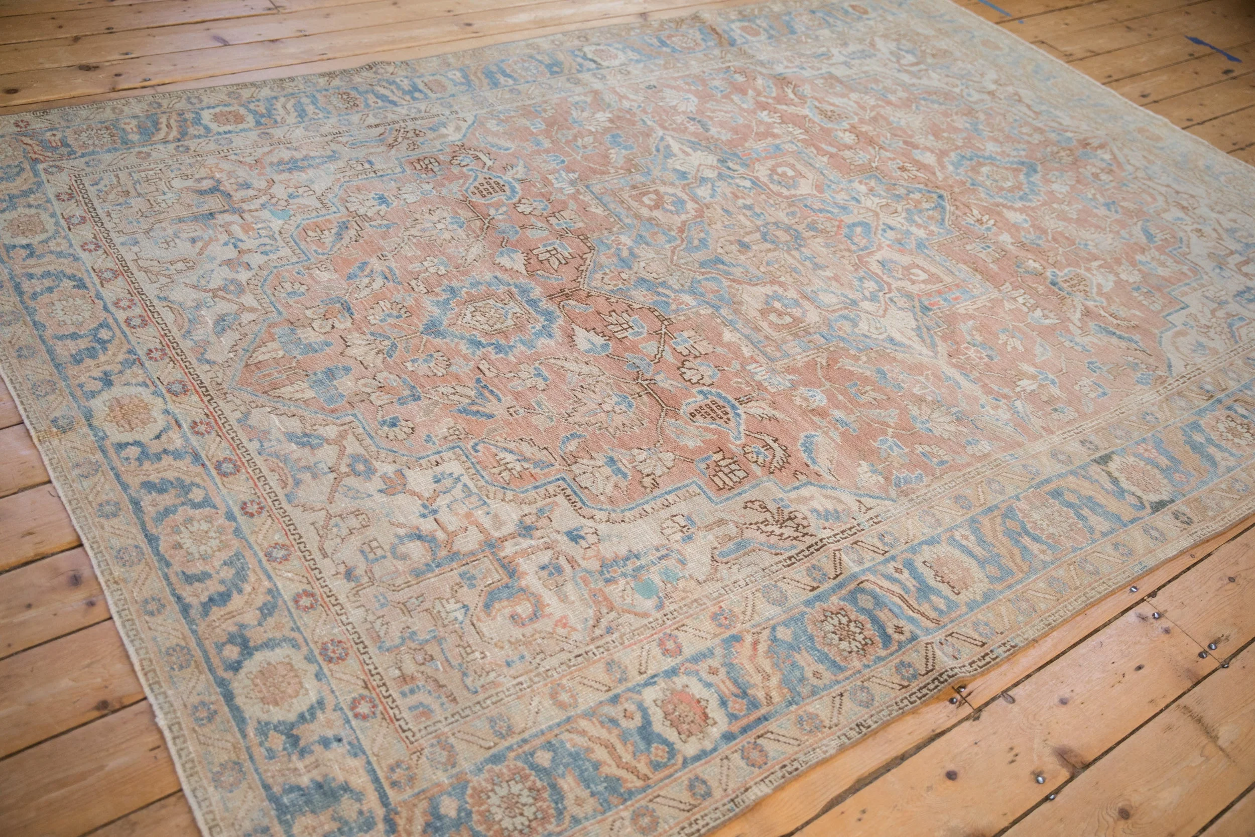6.5x9.5 Vintage Distressed Heriz Carpet - Image 11