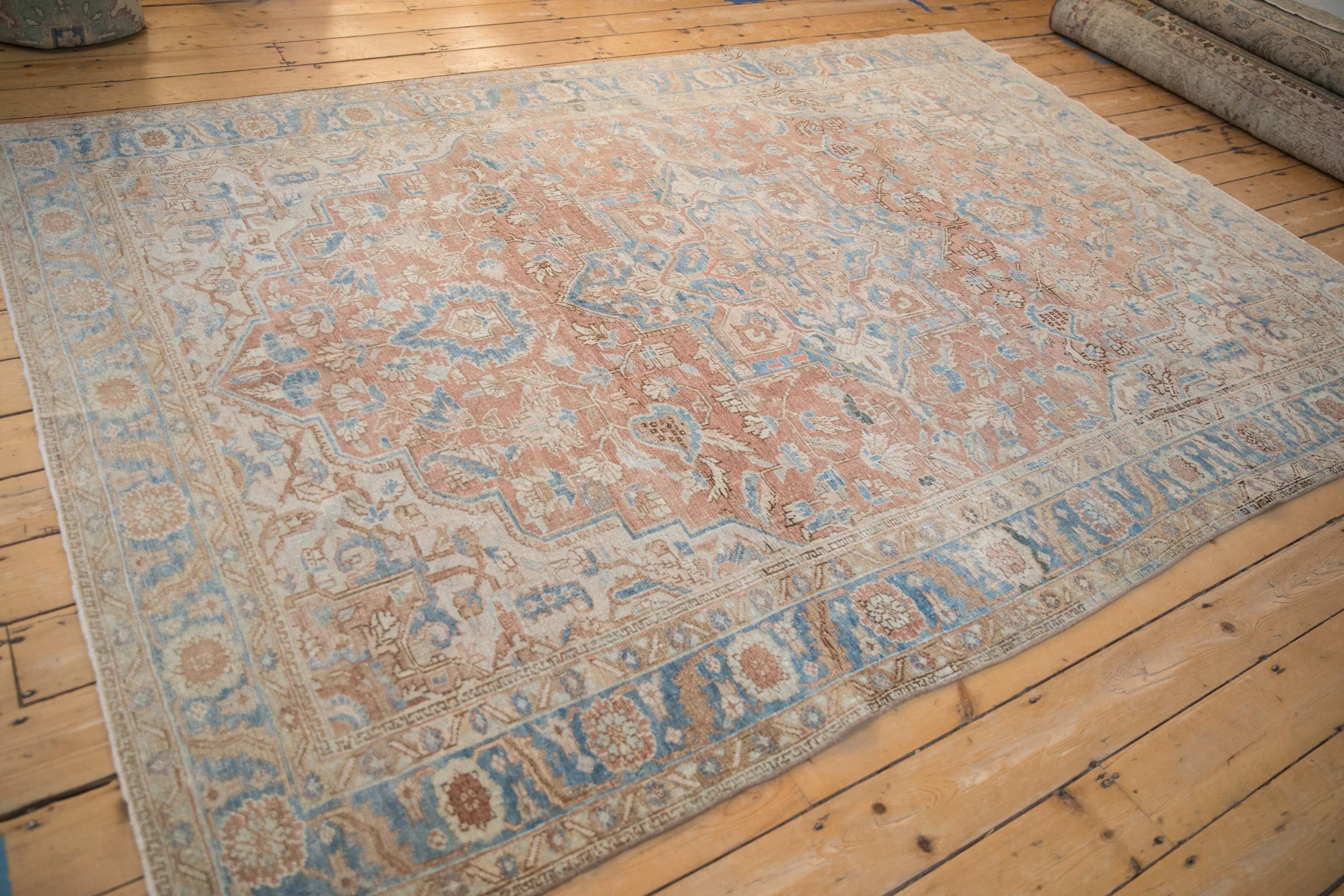 6.5x9.5 Vintage Distressed Heriz Carpet - Image 6