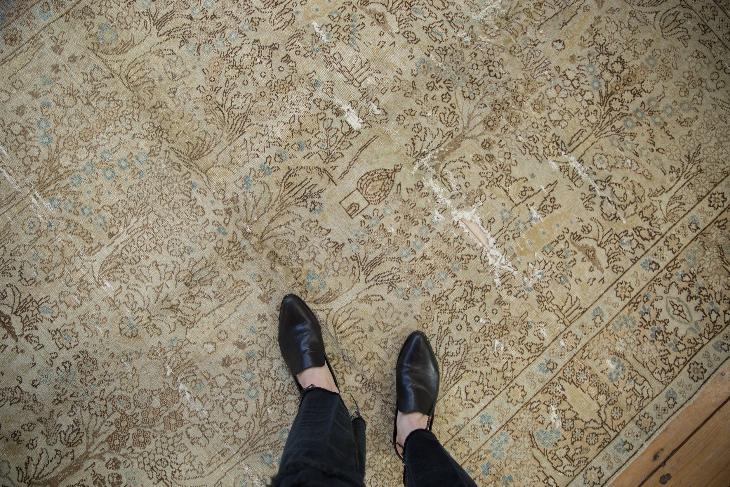 6.5x9.5 Vintage Distressed Tabriz Carpet - Image 2