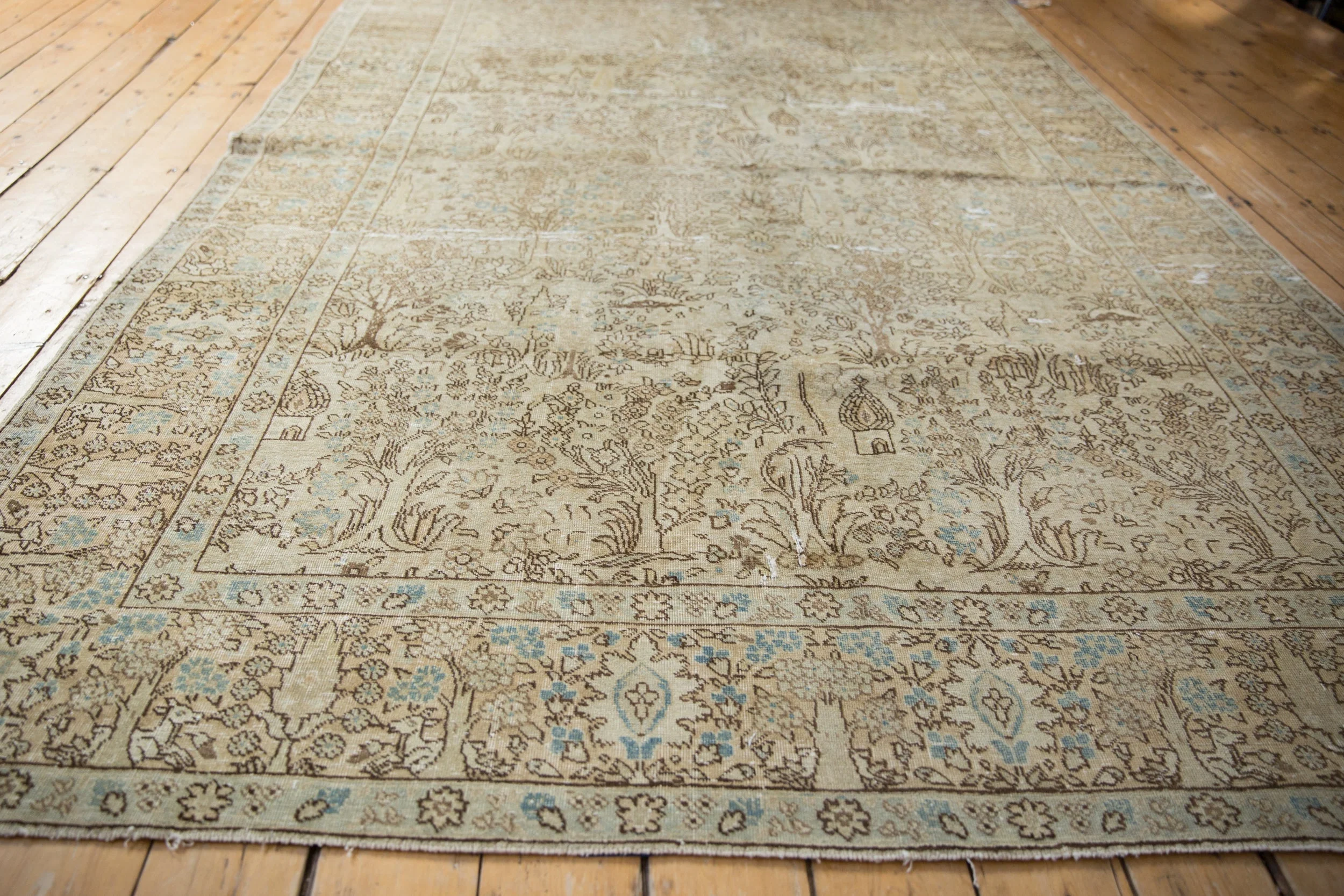 6.5x9.5 Vintage Distressed Tabriz Carpet - Image 4
