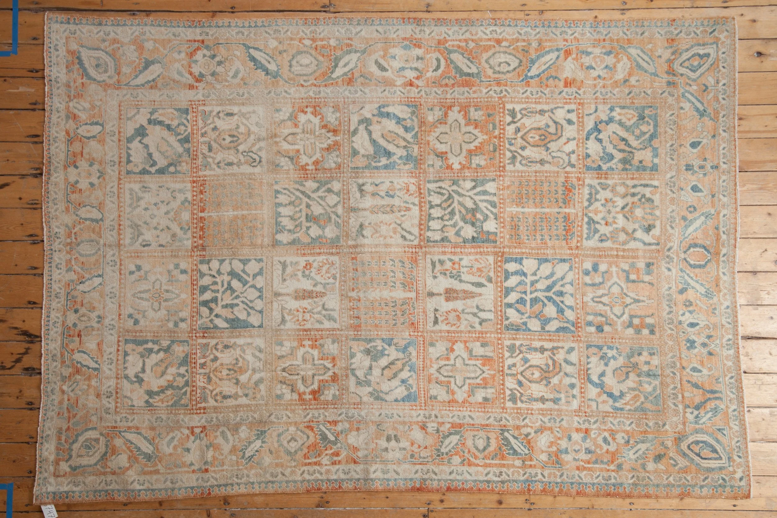 6.5x9.5 Vintage Distressed Turkish Bakhtiari Design Carpet - Image 10