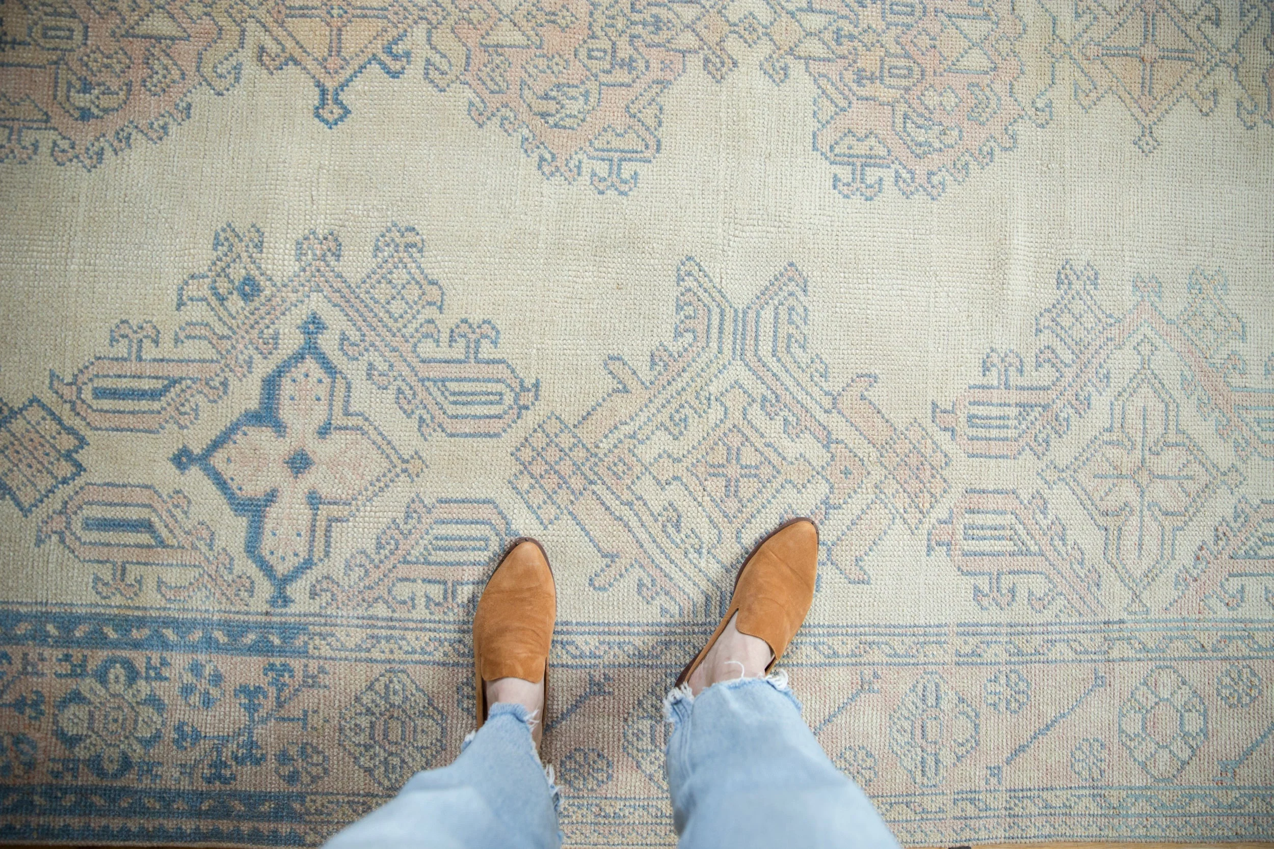 6.5x9 Vintage Distressed Oushak Carpet - Image 2