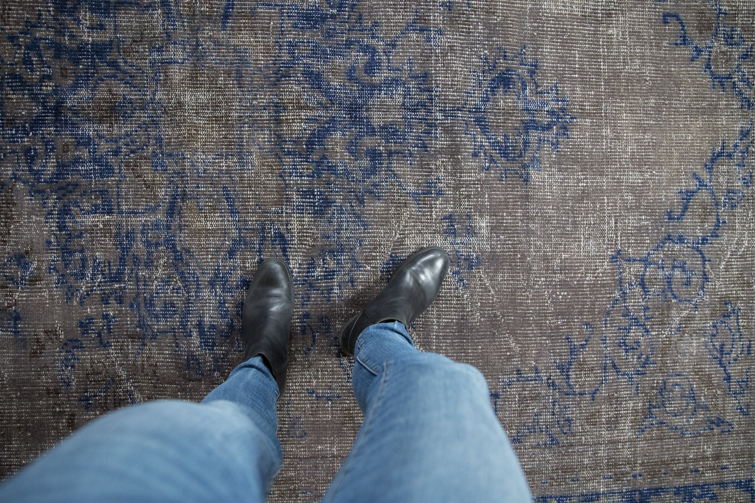 6.5x9 Vintage Distressed Overdyed Oushak Carpet - Image 2