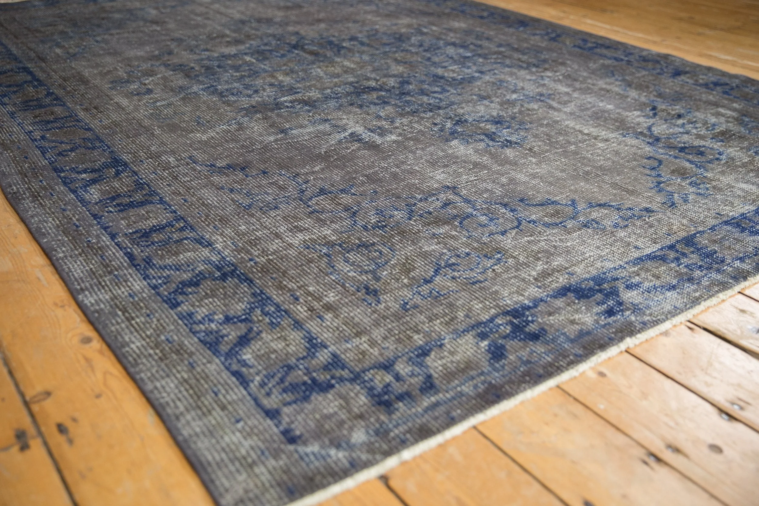6.5x9 Vintage Distressed Overdyed Oushak Carpet - Image 3