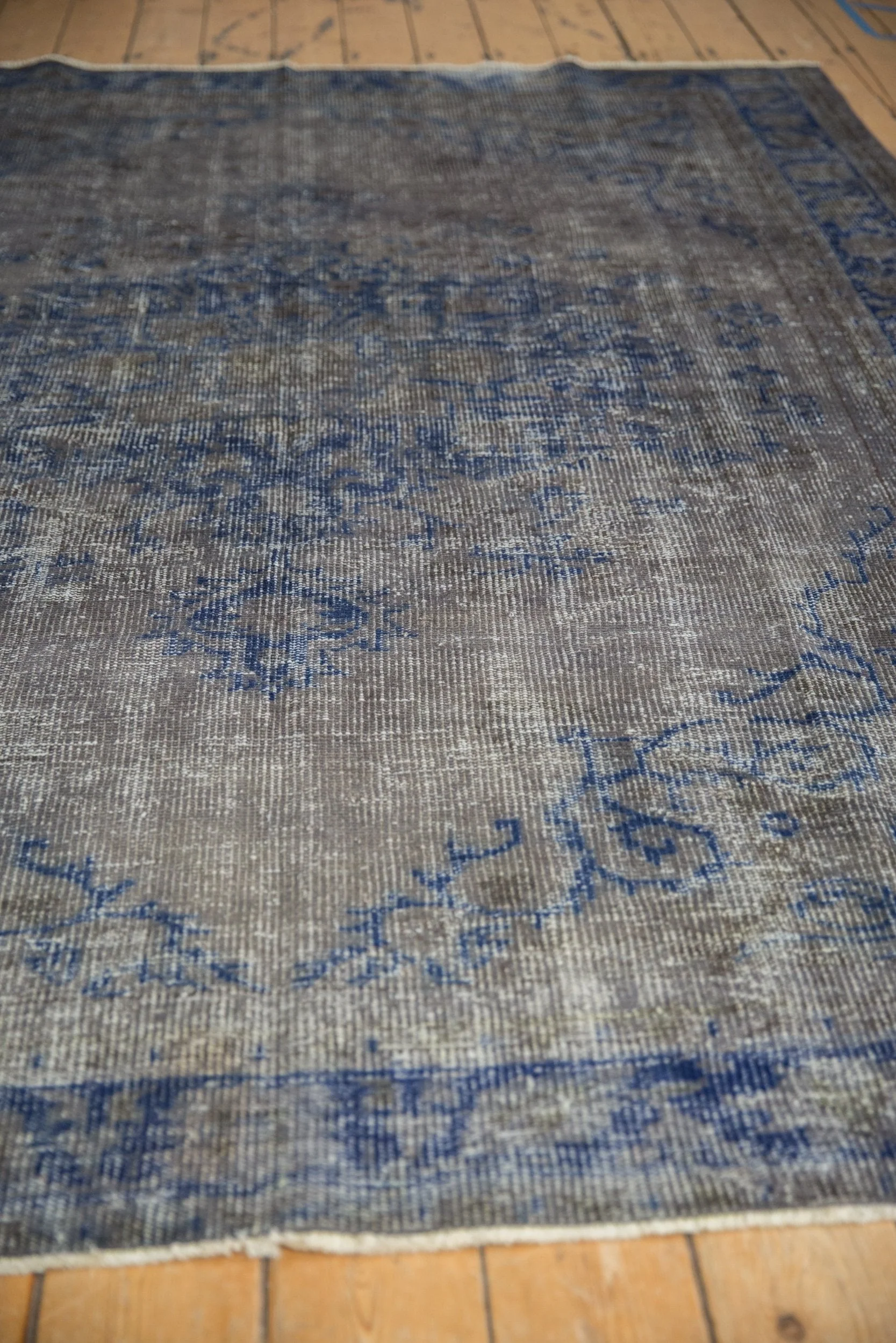 6.5x9 Vintage Distressed Overdyed Oushak Carpet - Image 4