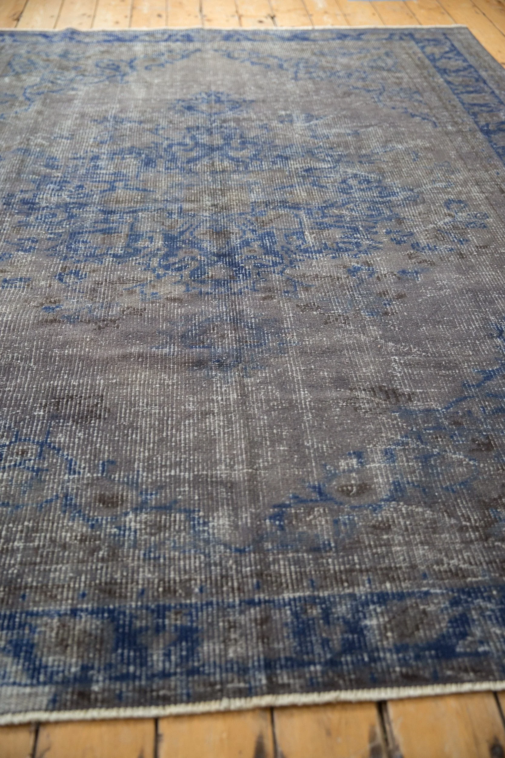 6.5x9 Vintage Distressed Overdyed Oushak Carpet - Image 6