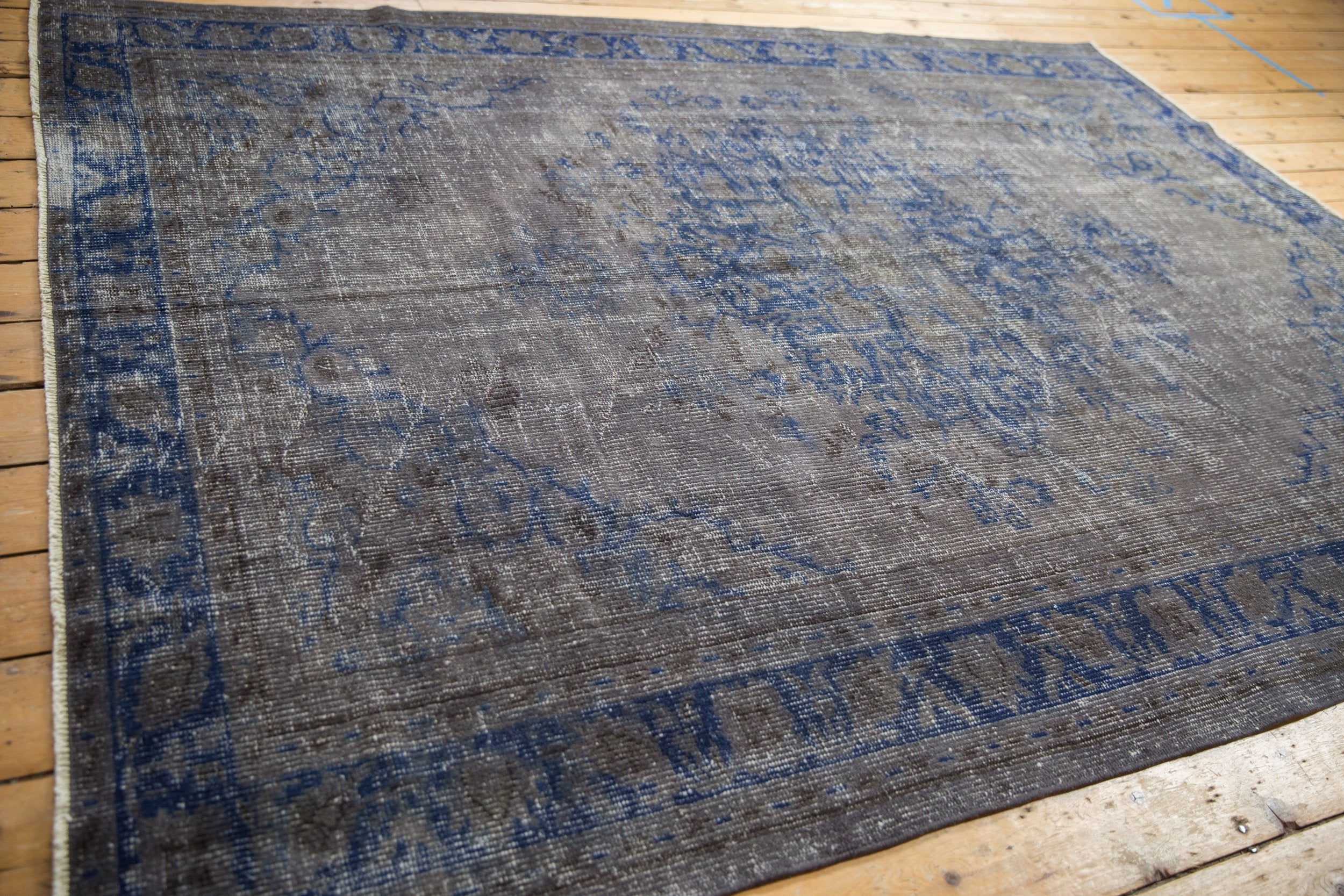 6.5x9 Vintage Distressed Overdyed Oushak Carpet - Image 7