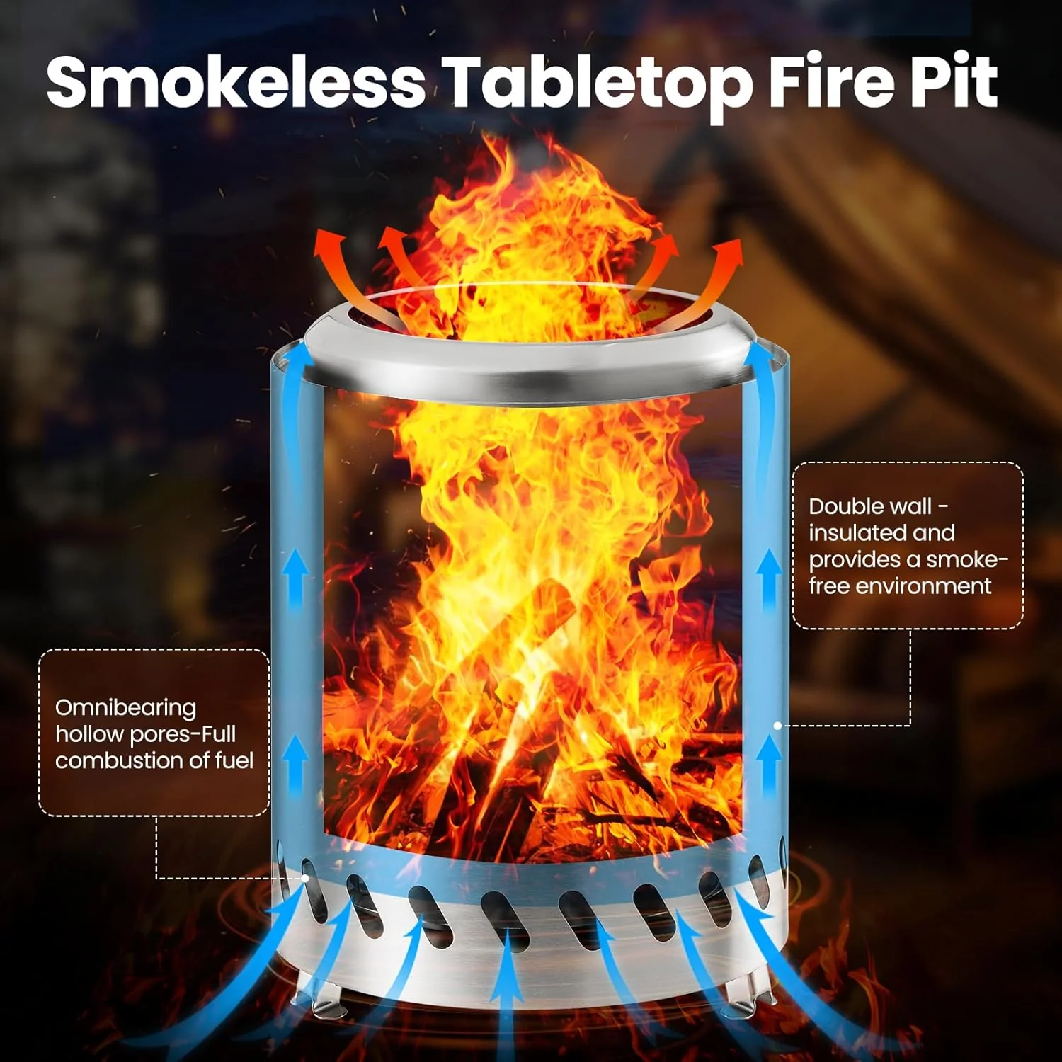 6.7" Portable Smokeless Tabletop Fire Pit, Low Smoke Burning Tabletop Fire Pit Fuel - Image 15