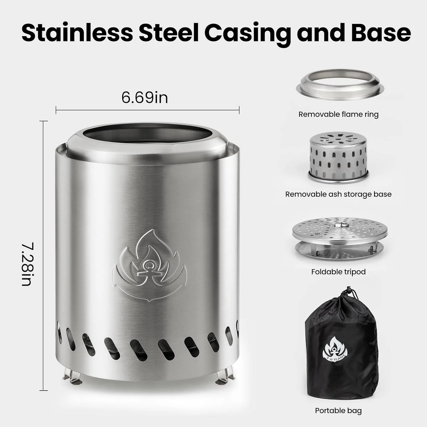 6.7" Portable Smokeless Tabletop Fire Pit, Low Smoke Burning Tabletop Fire Pit Fuel - Image 19