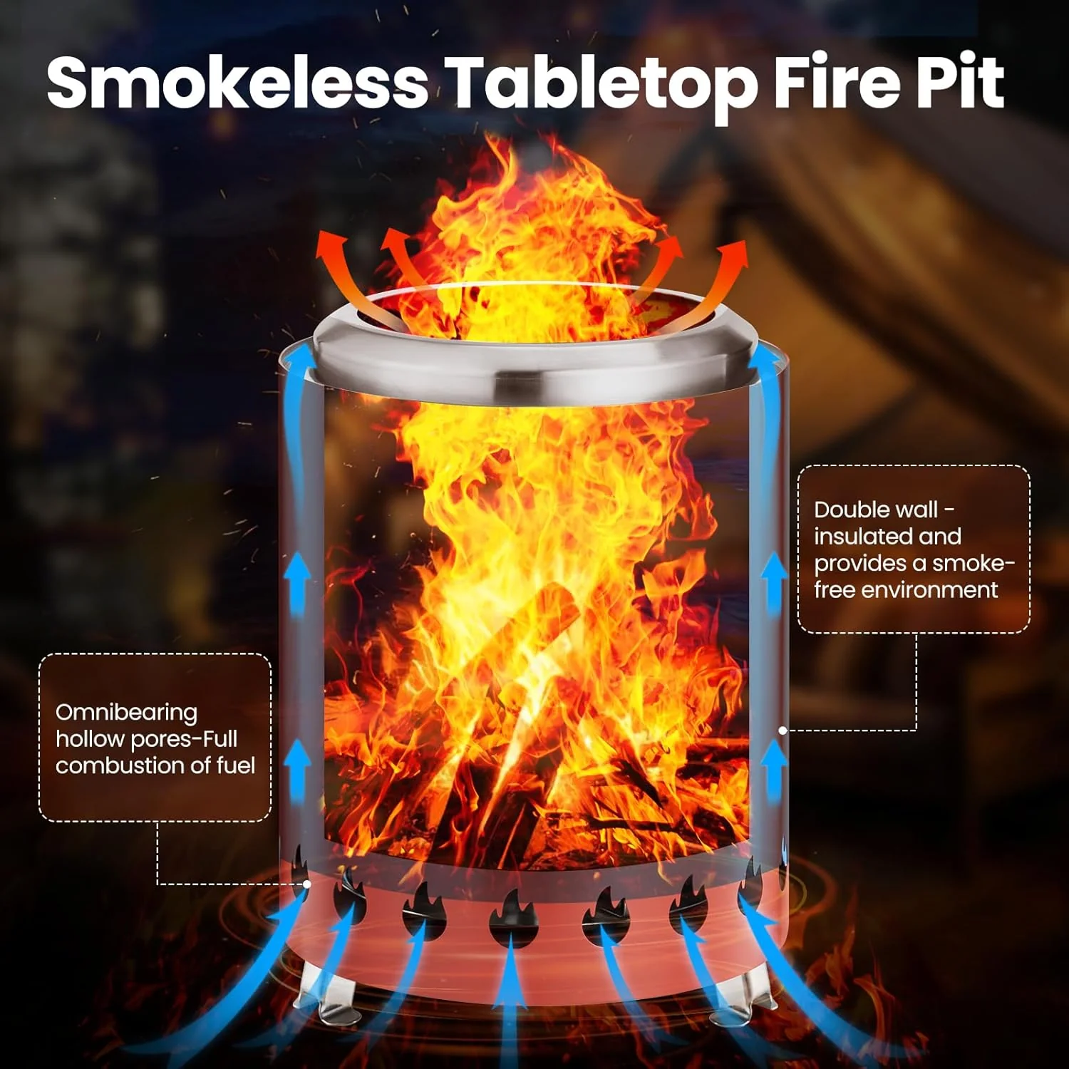 6.7" Portable Smokeless Tabletop Fire Pit, Low Smoke Burning Tabletop Fire Pit Fuel - Image 8