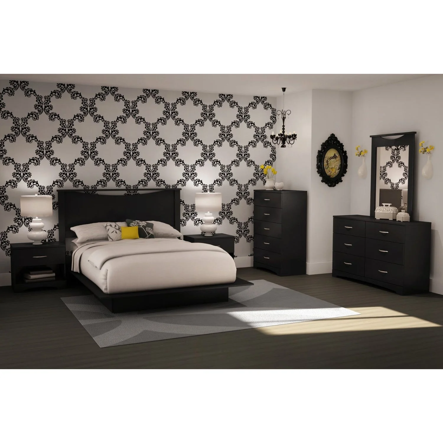 6-Drawer Dresser for Contemporary Bedroom in Black Finish - Image 2