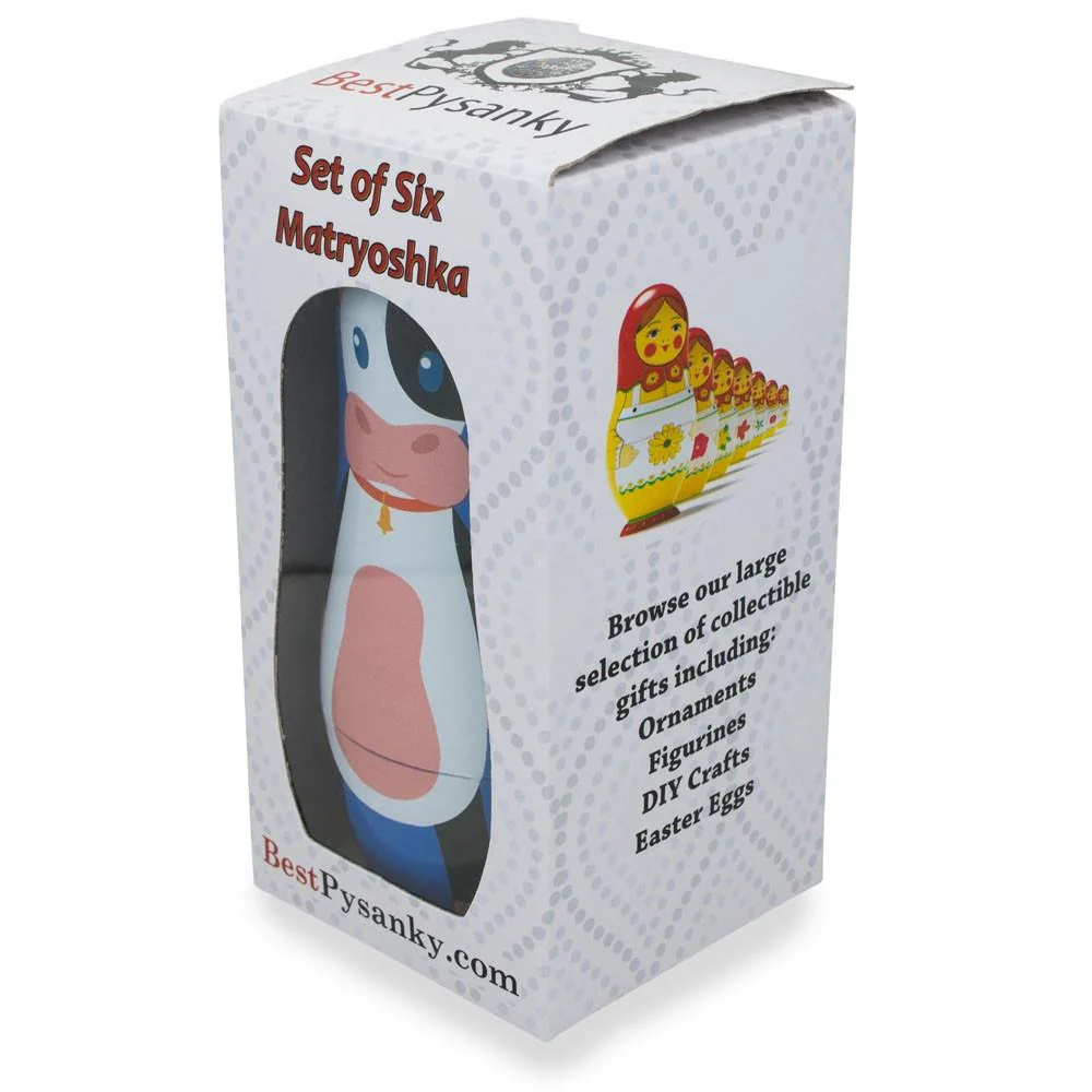 6 Farm Animals Plastic Nesting Dolls Cow, Pig, Chicken, Lamb, Horse & Duck - Image 3