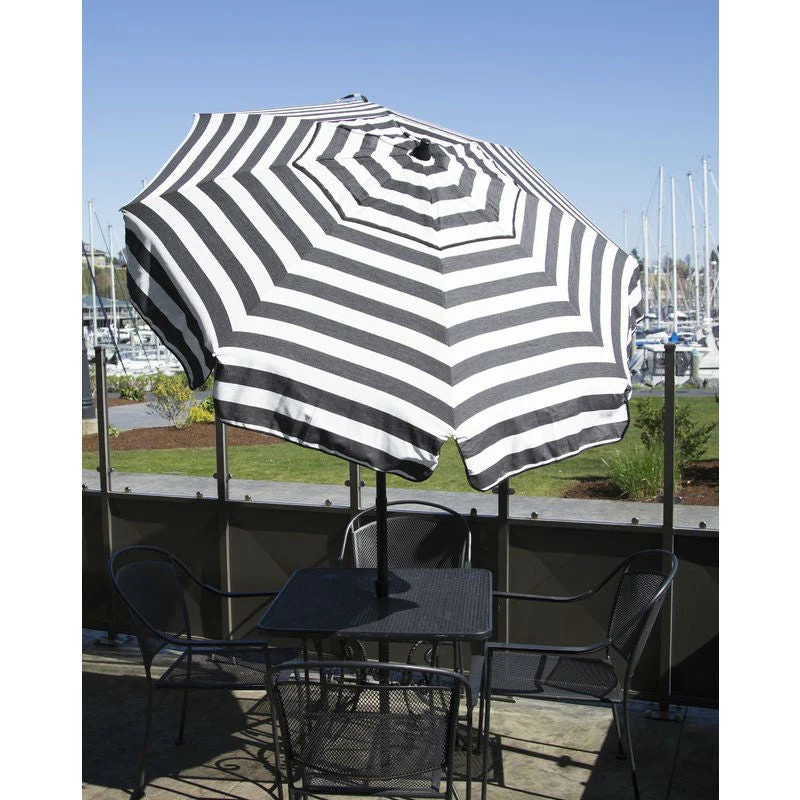 6 Foot Black White Stripe Drape Umbrella Manual Lift with Tilt - Image 3