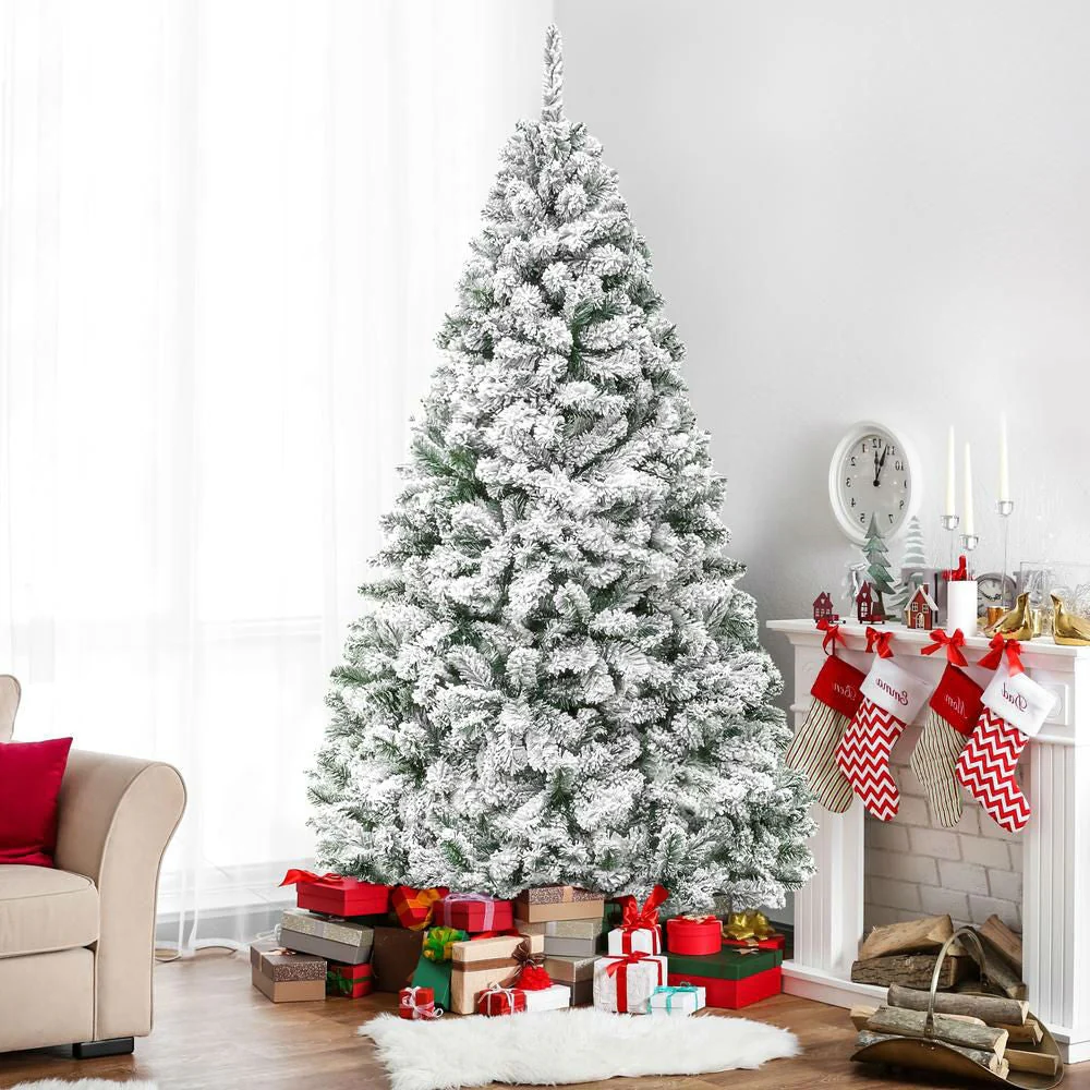 6 Foot Easy Set Up Snow Flocked Faux Pine Christmas Tree with Metal Stand - Image 2