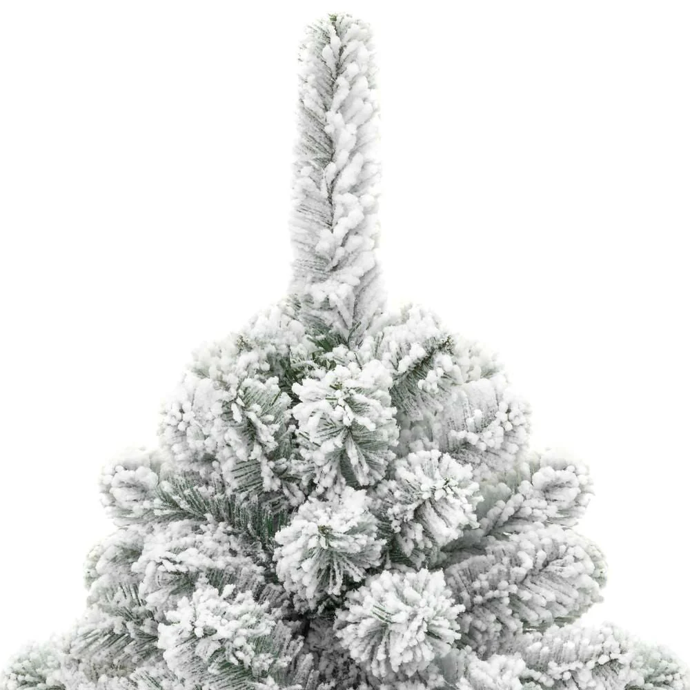 6 Foot Easy Set Up Snow Flocked Faux Pine Christmas Tree with Metal Stand - Image 3