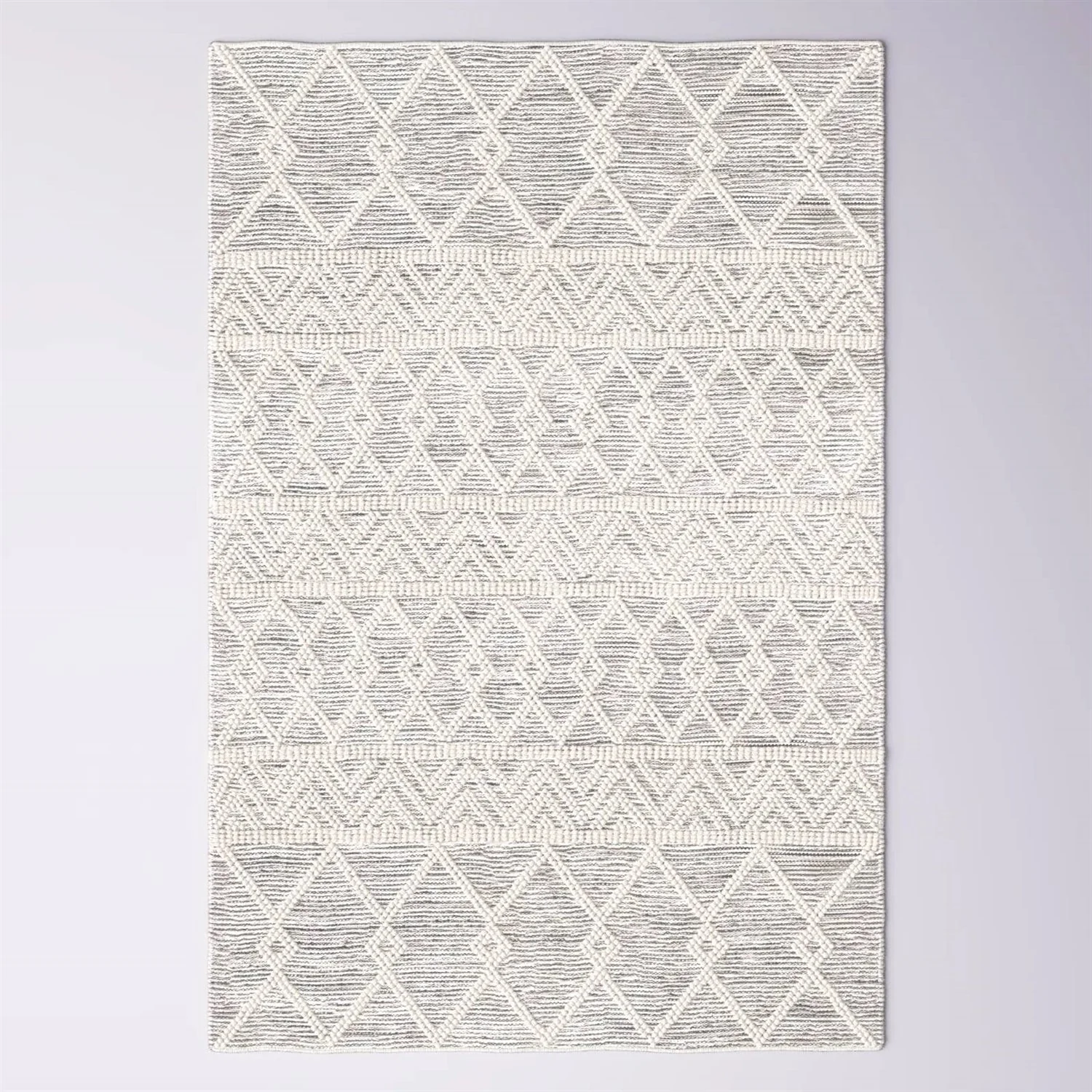 6-ft. x 9-ft. Hand Woven Wool Blend Grey Beige Ivory Persian Style Area Rug - Image 2