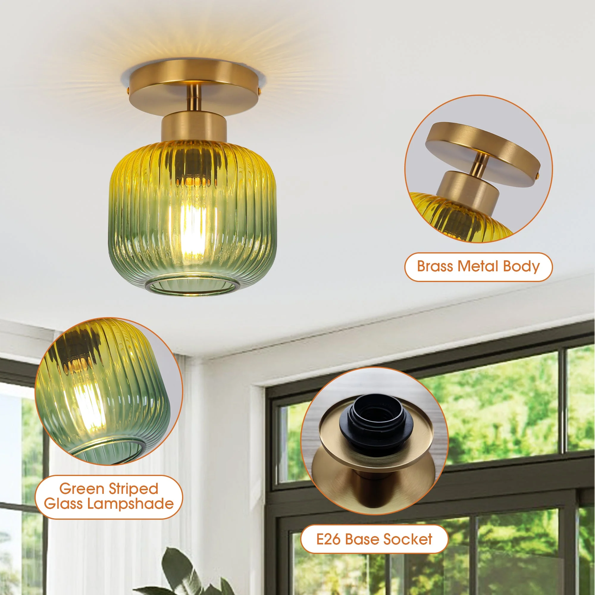 6 Inch Bard 1-Light Semi-Flush Mount Ceiling Light - Image 6