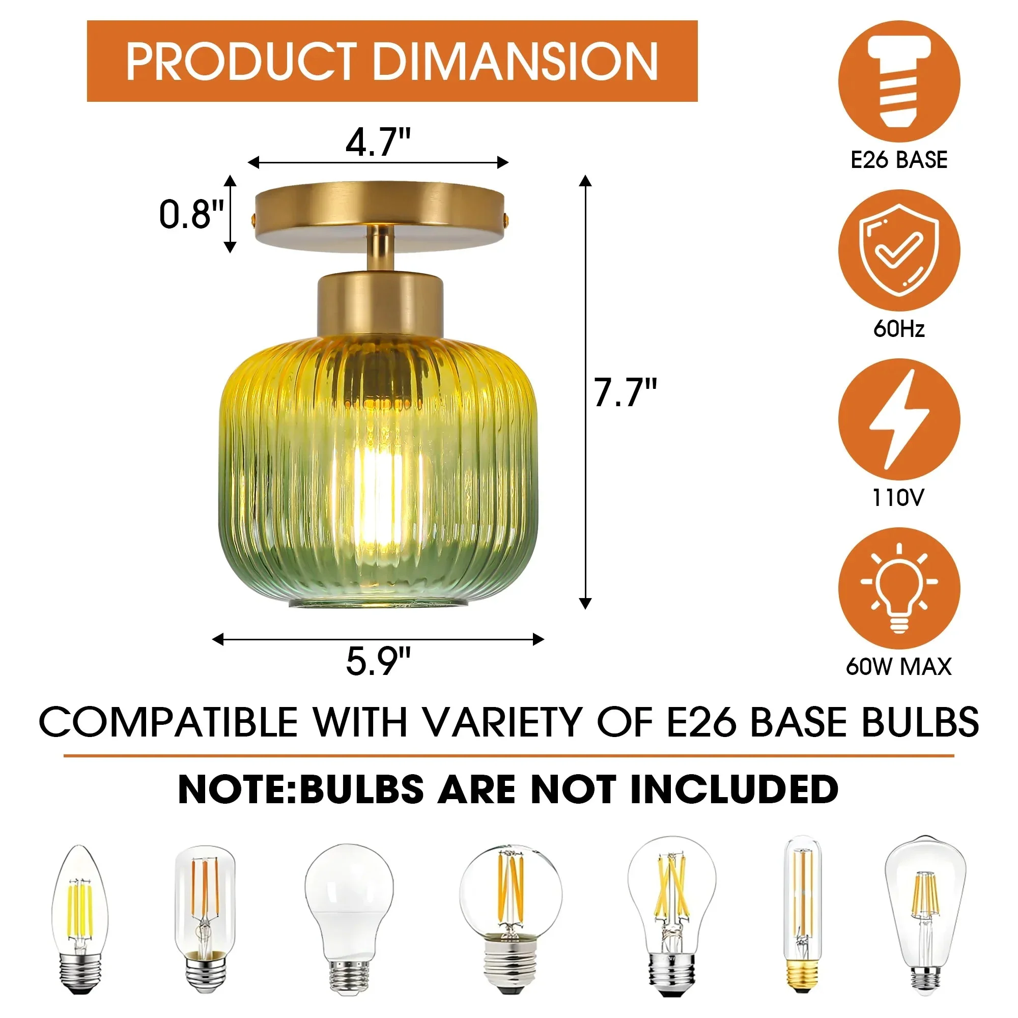 6 Inch Bard 1-Light Semi-Flush Mount Ceiling Light - Image 8