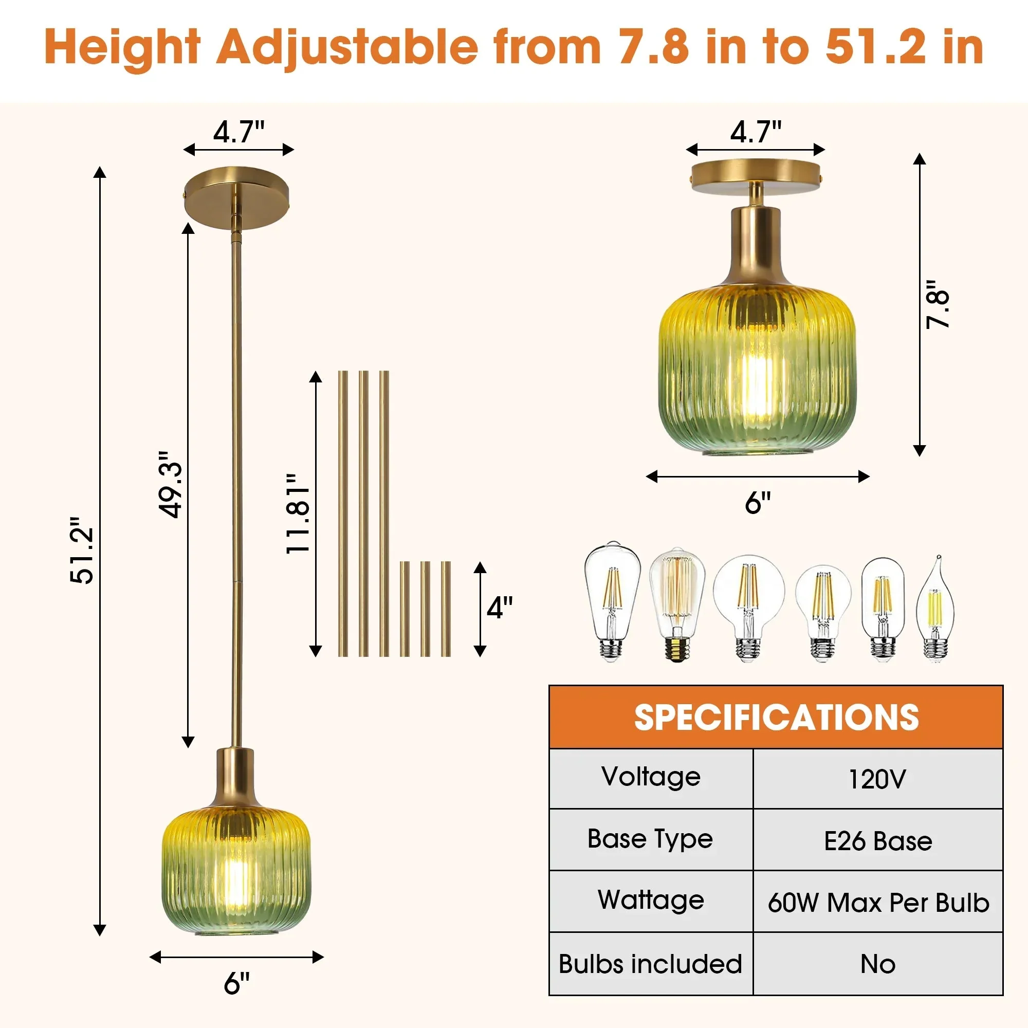 6 Inch Felix 1-Light Island Pendant Light - Image 8