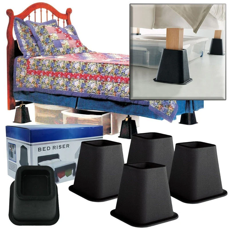 6-inch High Bed Risers in Black - 4-Pack - Image 4