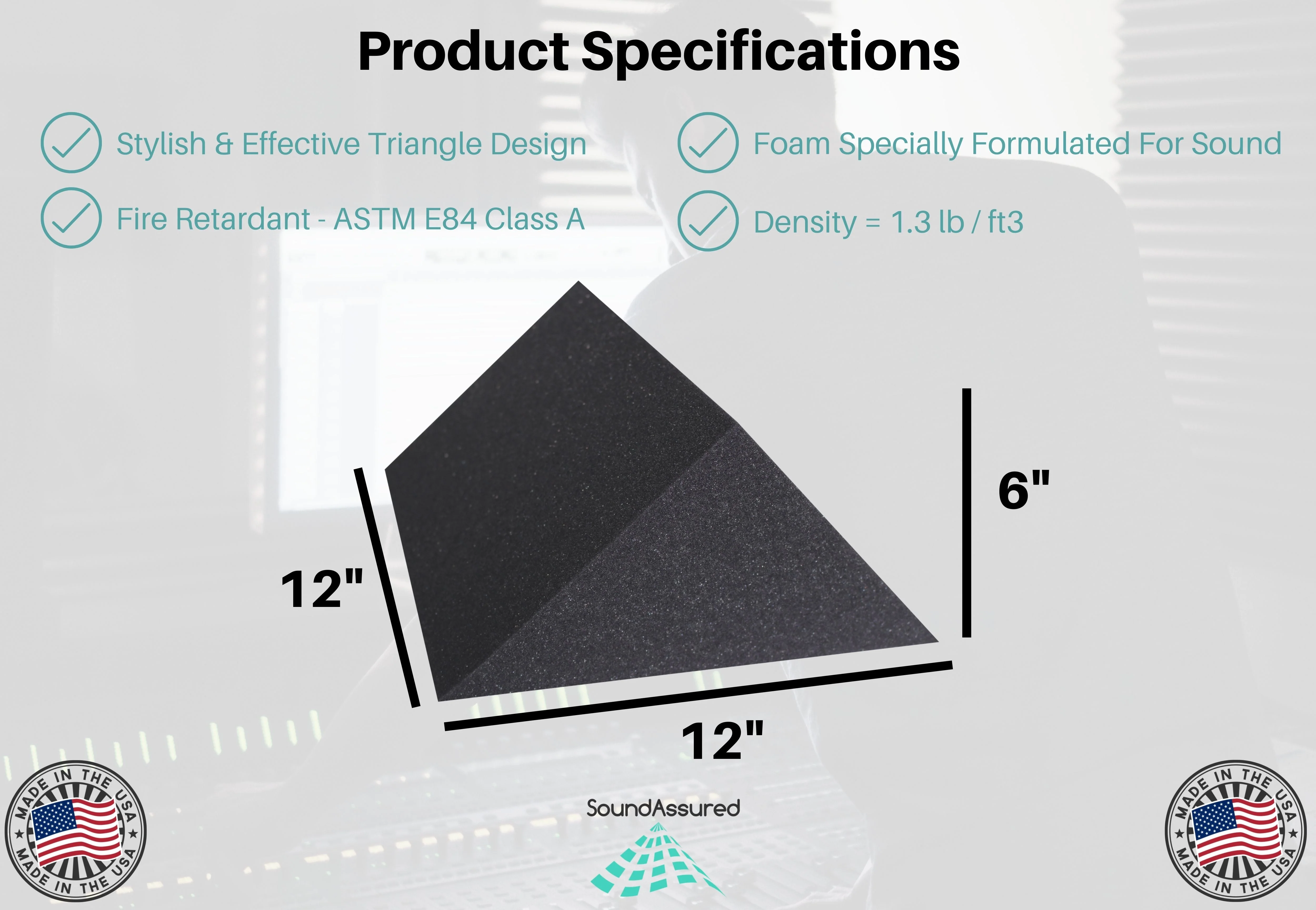 6 Inch Thick Triangle Shape Foam Panels - 12x12x6" - Image 2