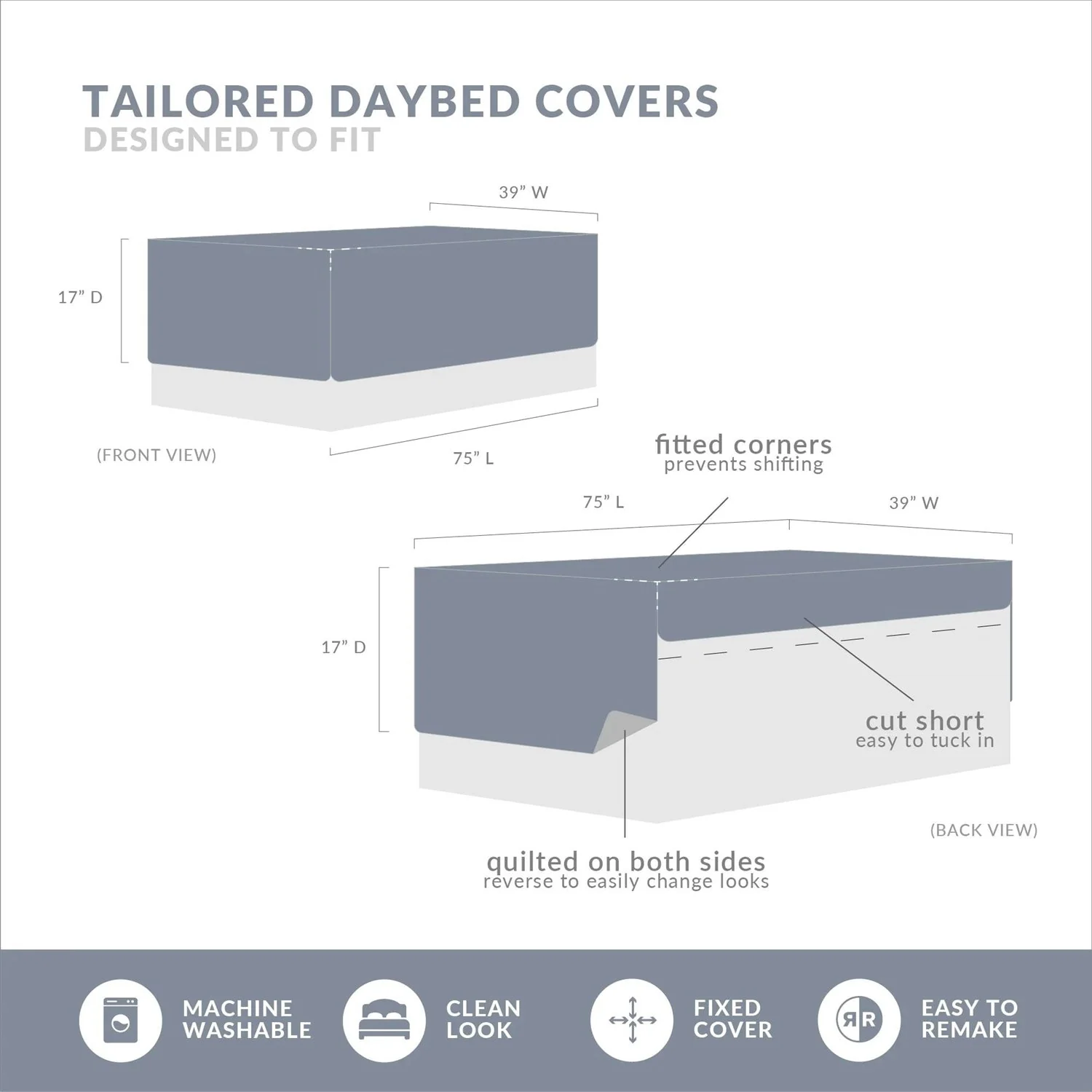 6-Piece Farmhouse White Daybed Cover Bedding Set with Scalloped Edges - Image 5
