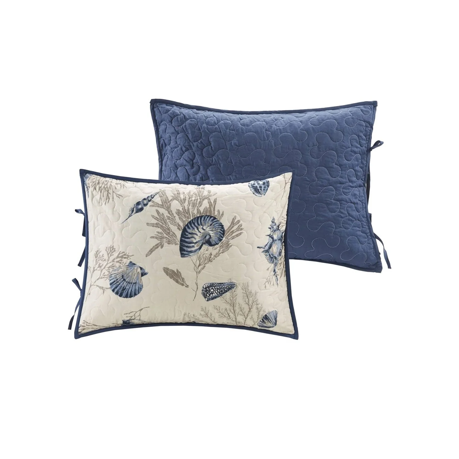 6-Piece Nautical Sea Shells Coral Blue Beige Reversible Daybed Cover Bedding Set - Image 4