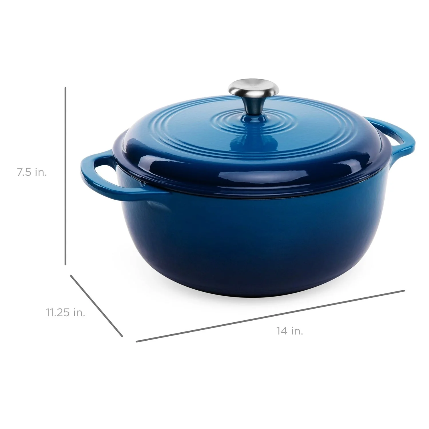 6 Quart Large Blue Enamel Cast-Iron Dutch Oven Kitchen Cookware - Image 4