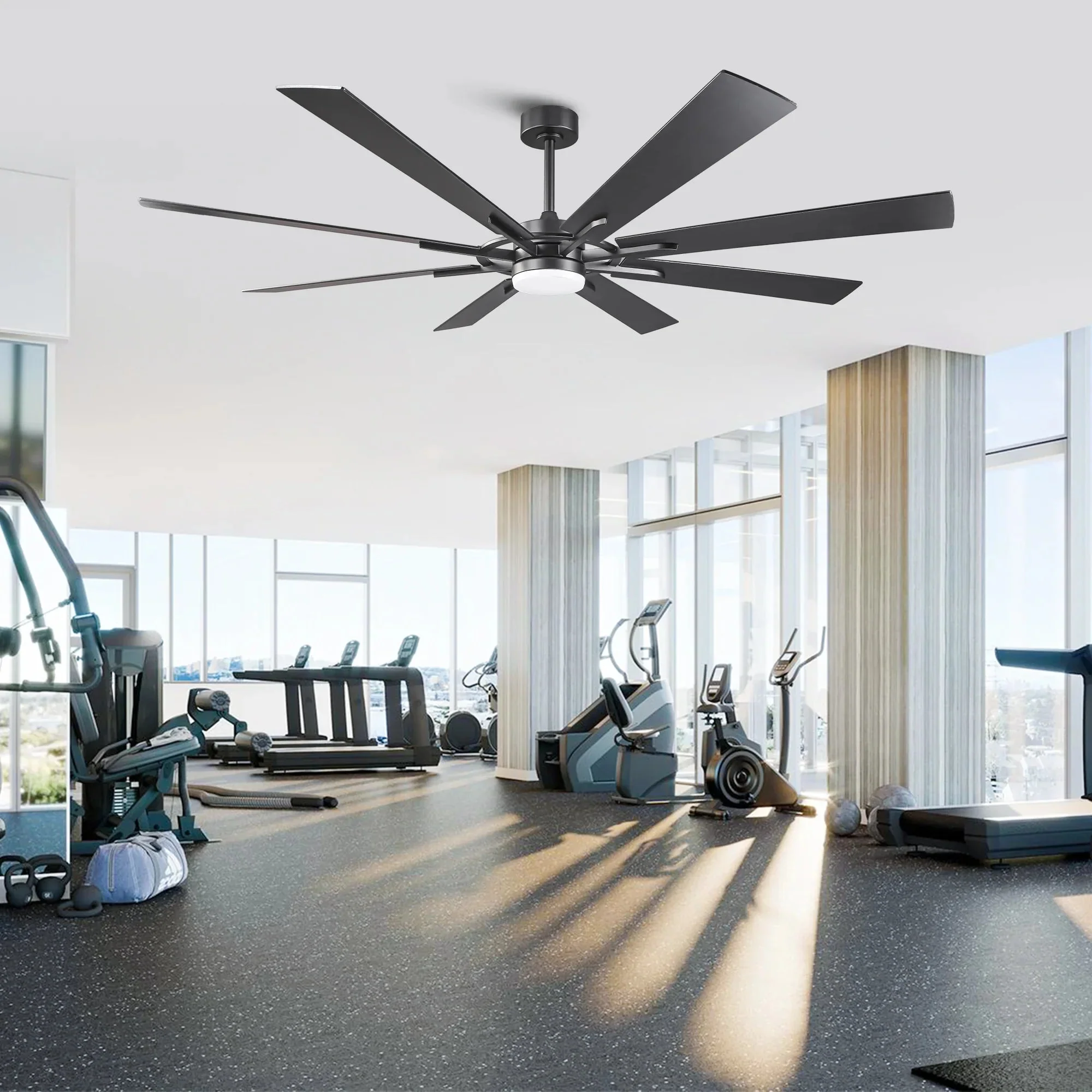 60 Inch 72 Inch Windmill Downrod Mount LED Ceiling Fan with Remote and APP Control - Image 2