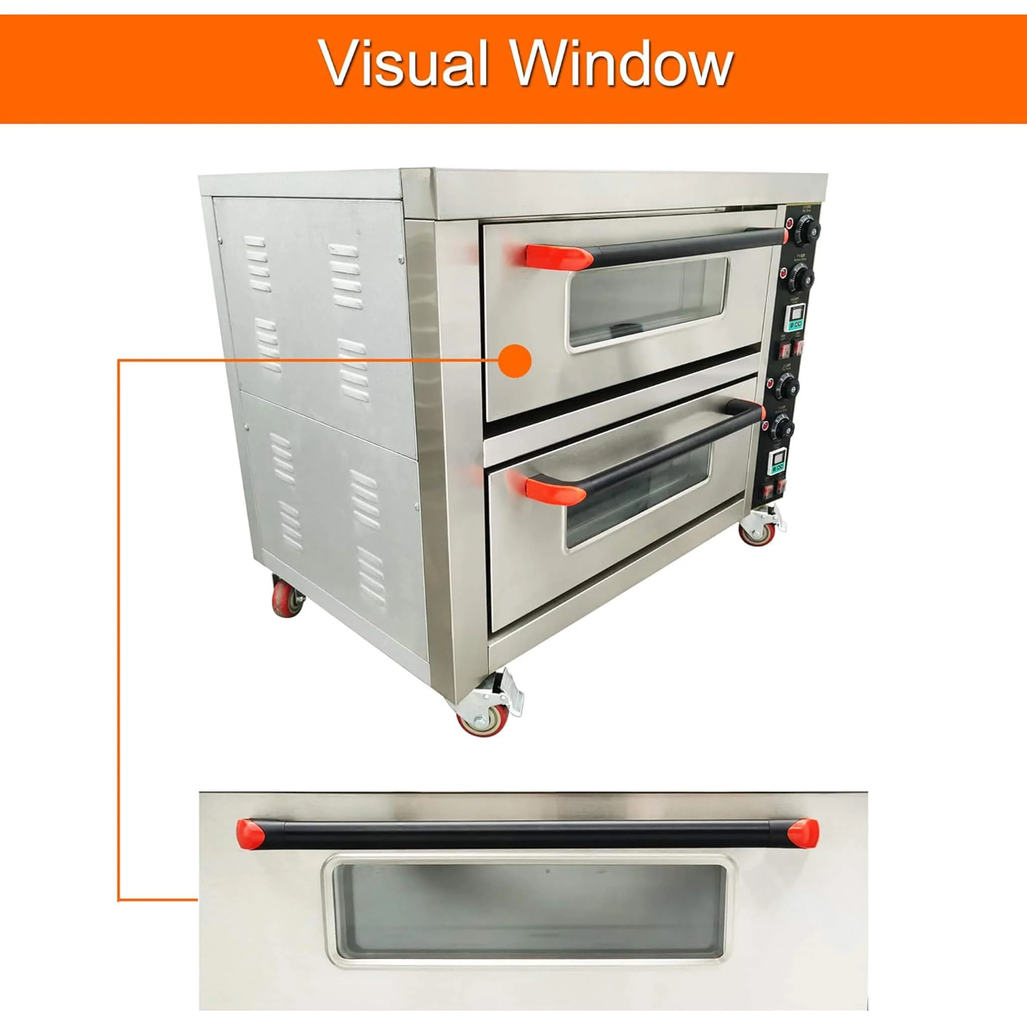 6400W Commercial Electric Double Deck Convection Baking Pizza Oven (SAK37281) - Image 4