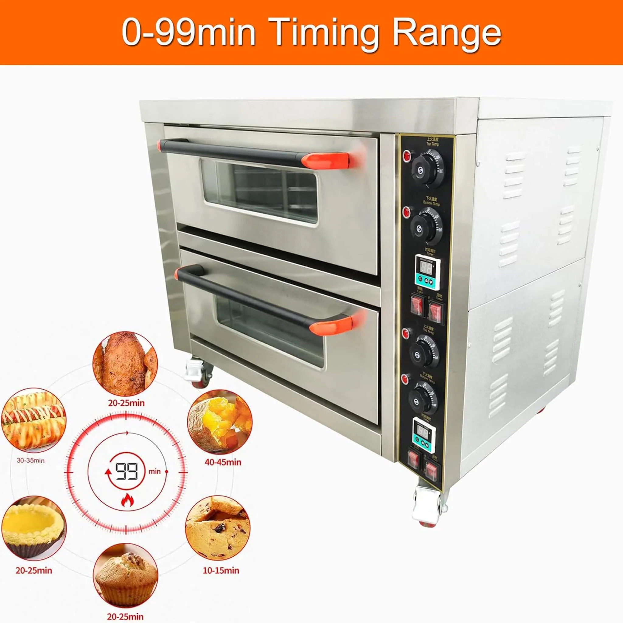 6400W Commercial Electric Double Deck Convection Baking Pizza Oven (SAK37281) - Image 6