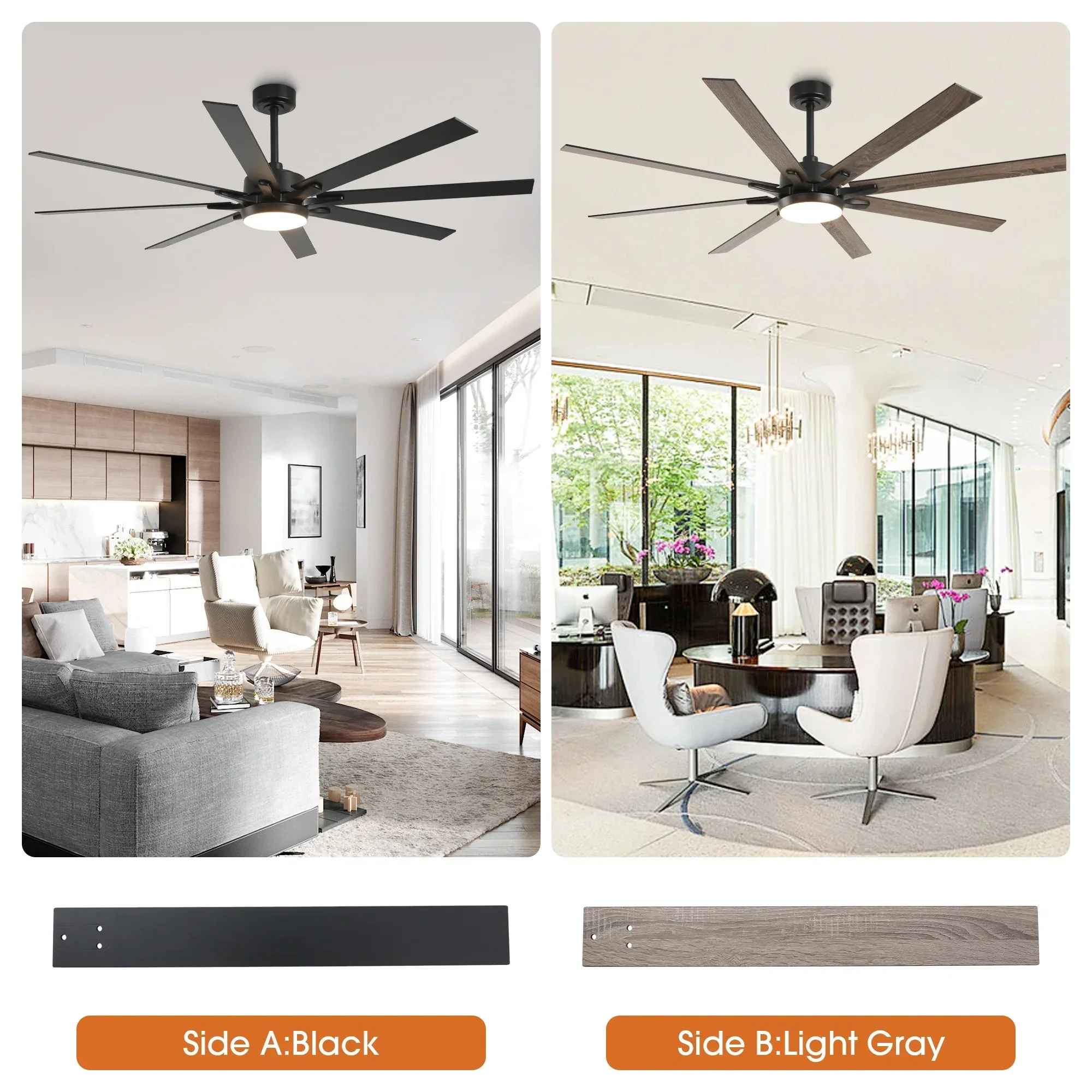65 Inch Teresa Modern Double-sided Blades Ceiling Fan with Remote Control and LED Light - Image 4