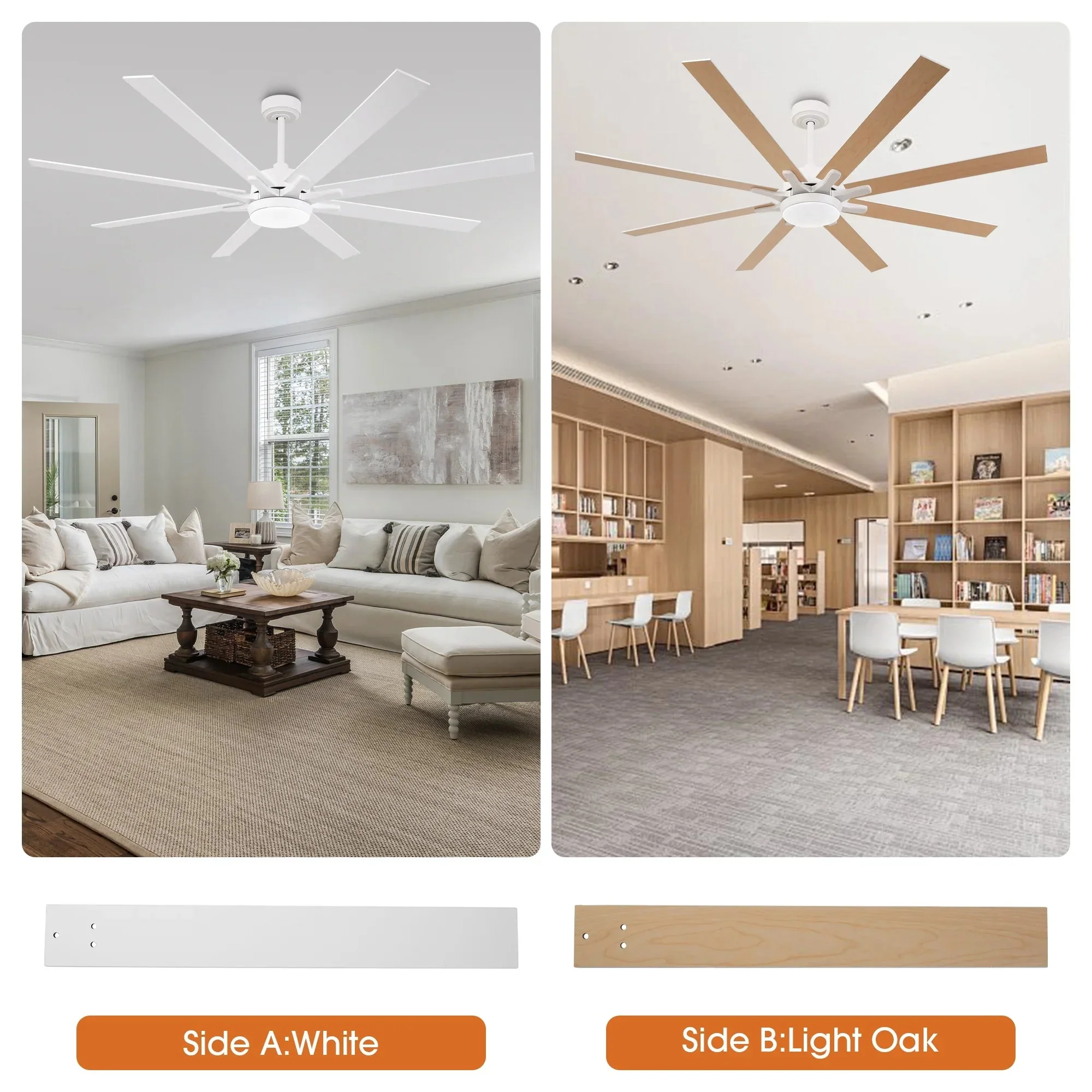 65 Inch Teresa Modern Double-sided Blades Ceiling Fan with Remote Control and LED Light - Image 5