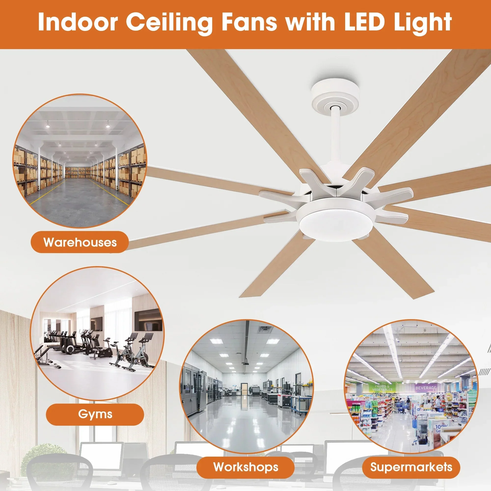 65 Inch Teresa Modern Double-sided Blades Ceiling Fan with Remote Control and LED Light - Image 9