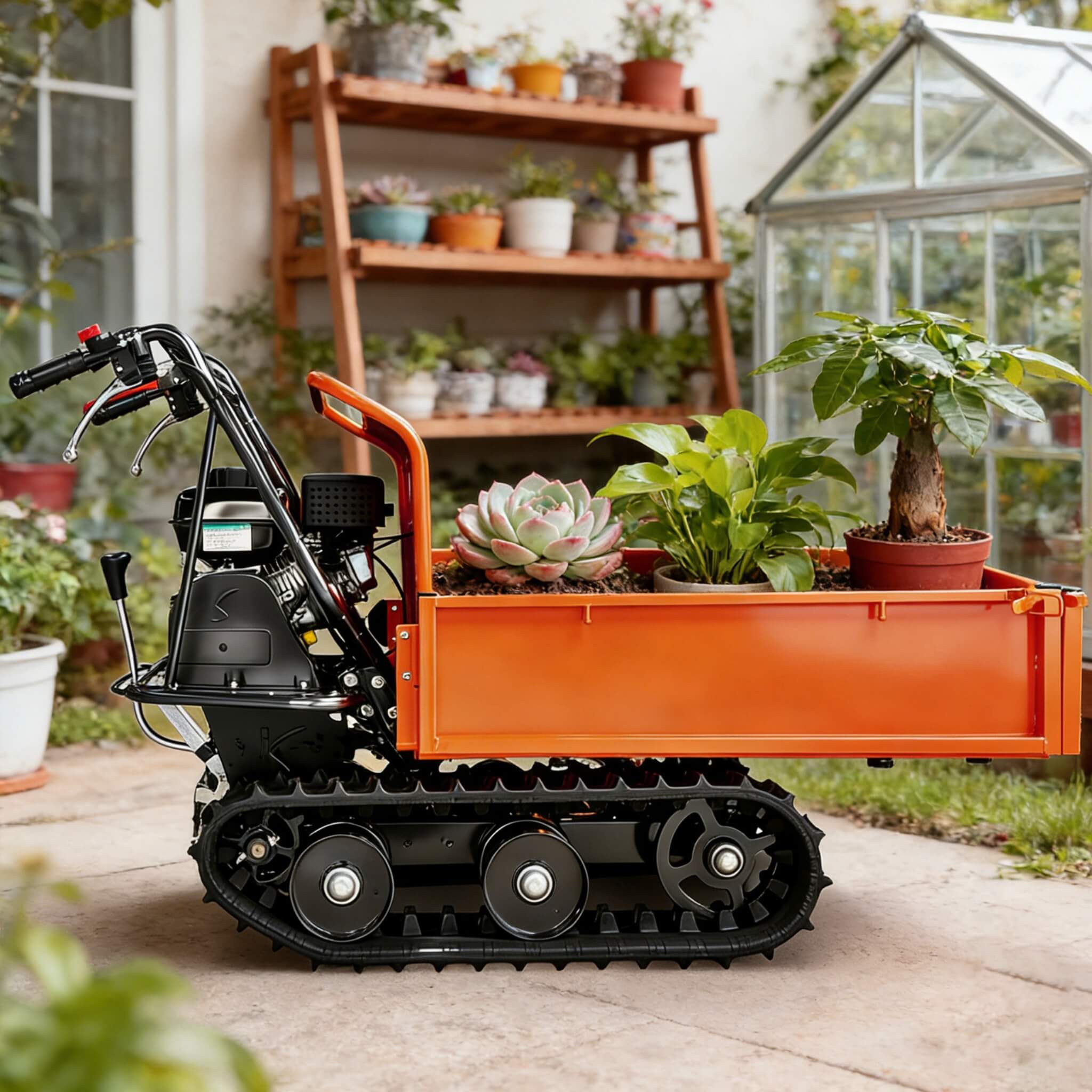 660LBS Heavy-Duty 6.5HP 208CC Gas-Powered Track Barrow (SAK49713) - Image 10