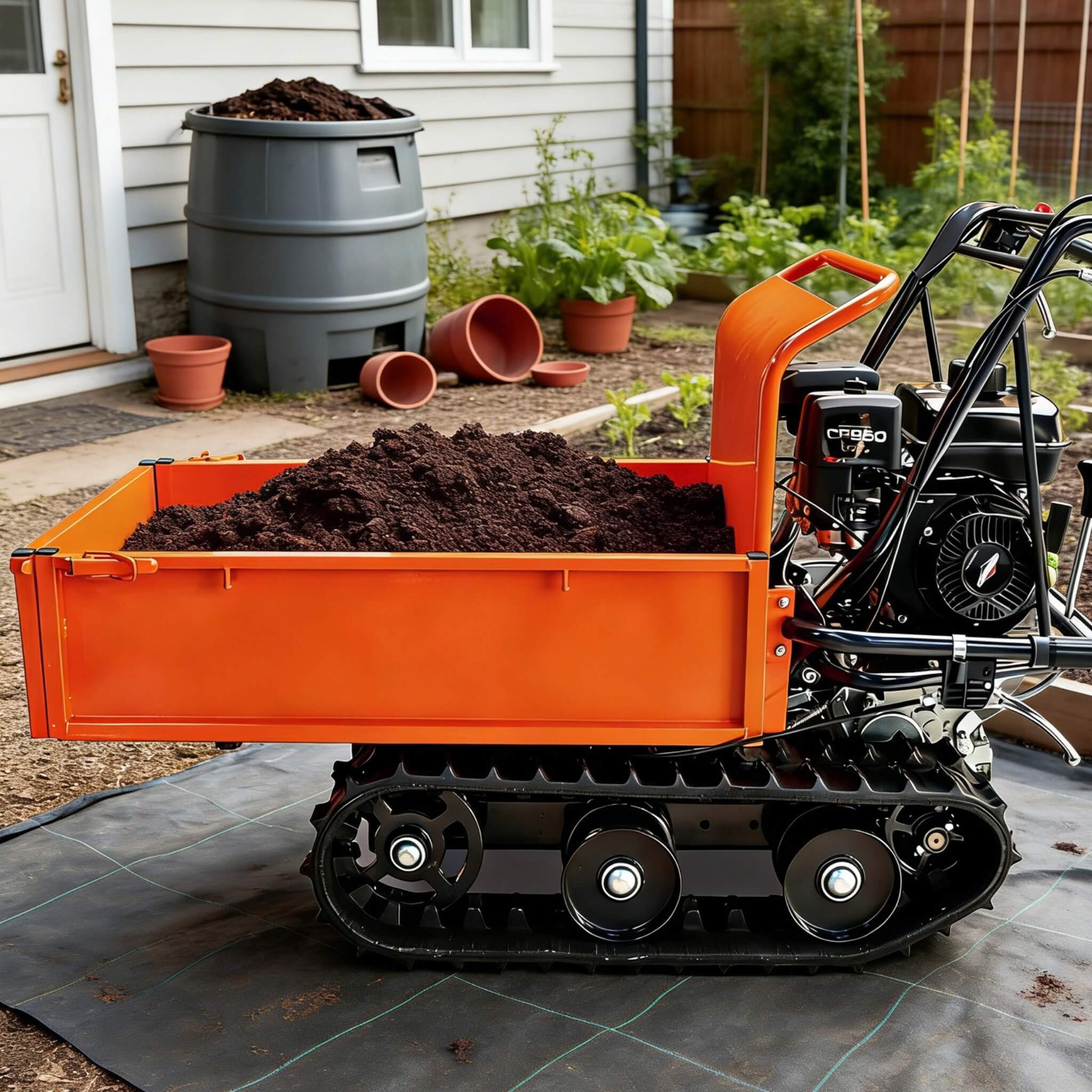 660LBS Heavy-Duty 6.5HP 208CC Gas-Powered Track Barrow (SAK49713) - Image 9