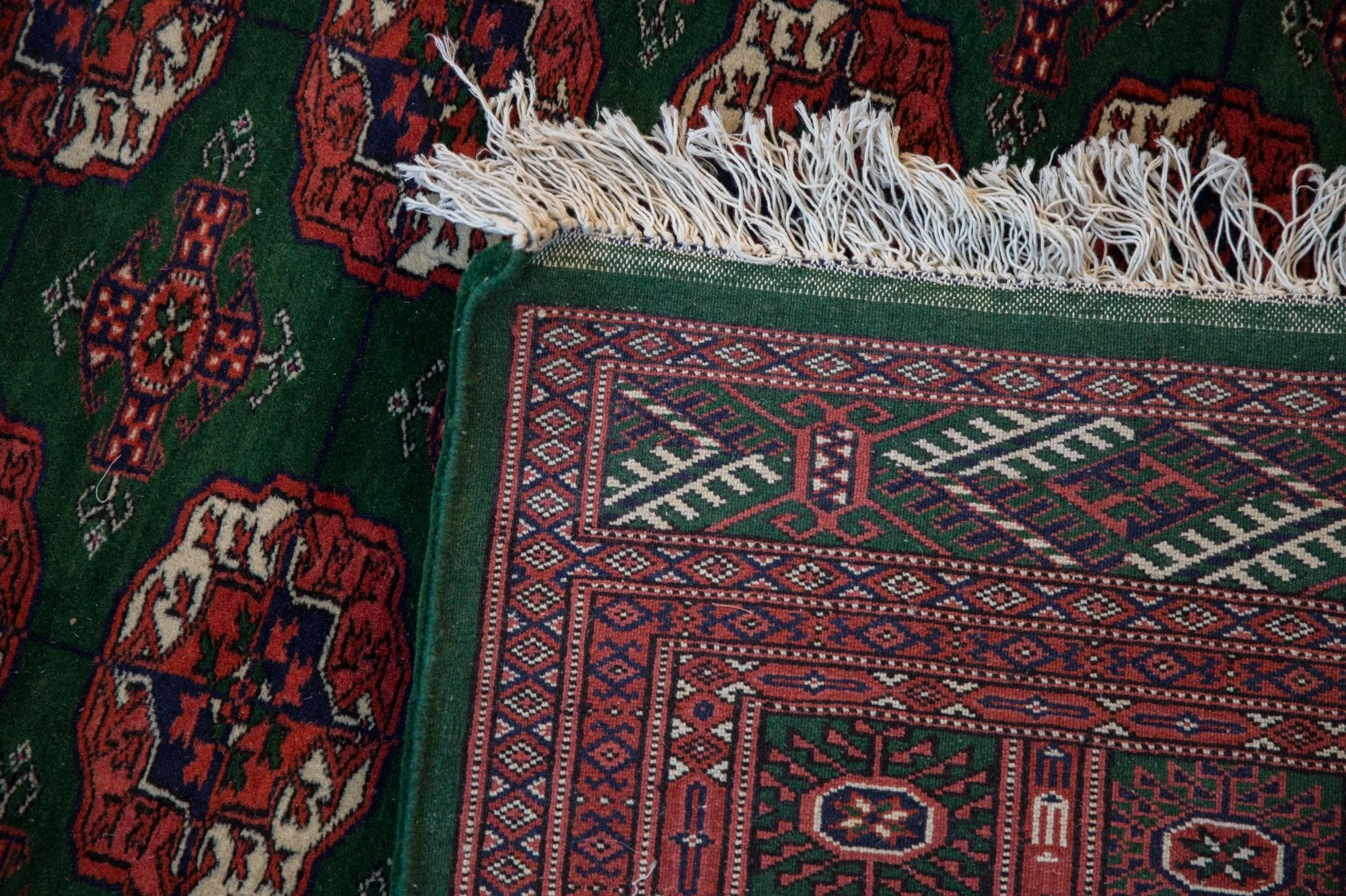 6x6.5 Vintage Fine Pakistani Bokhara Design Square Carpet - Image 10