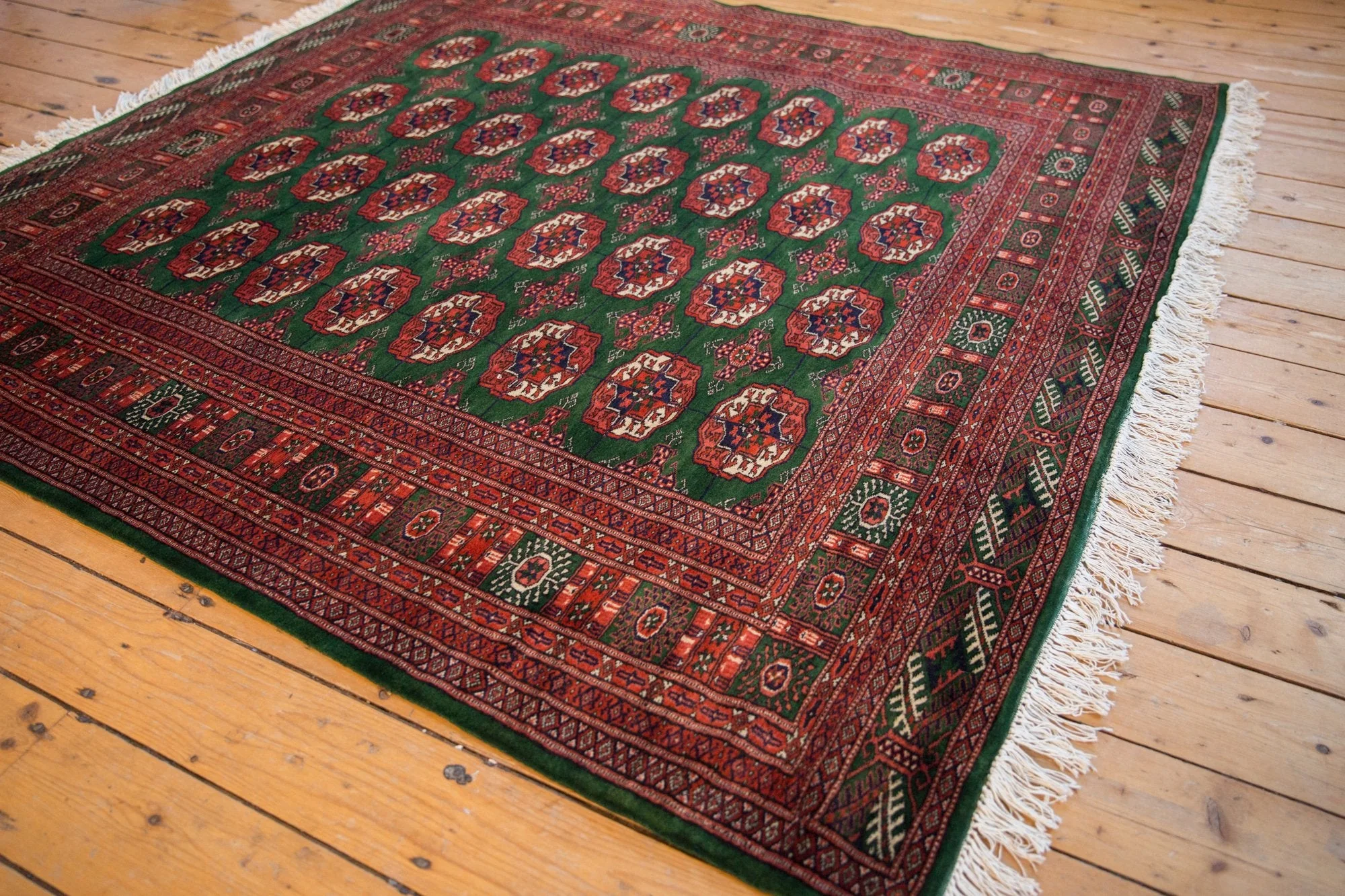 6x6.5 Vintage Fine Pakistani Bokhara Design Square Carpet - Image 3