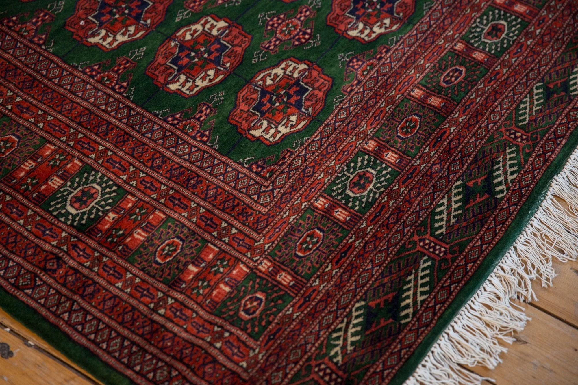 6x6.5 Vintage Fine Pakistani Bokhara Design Square Carpet - Image 4