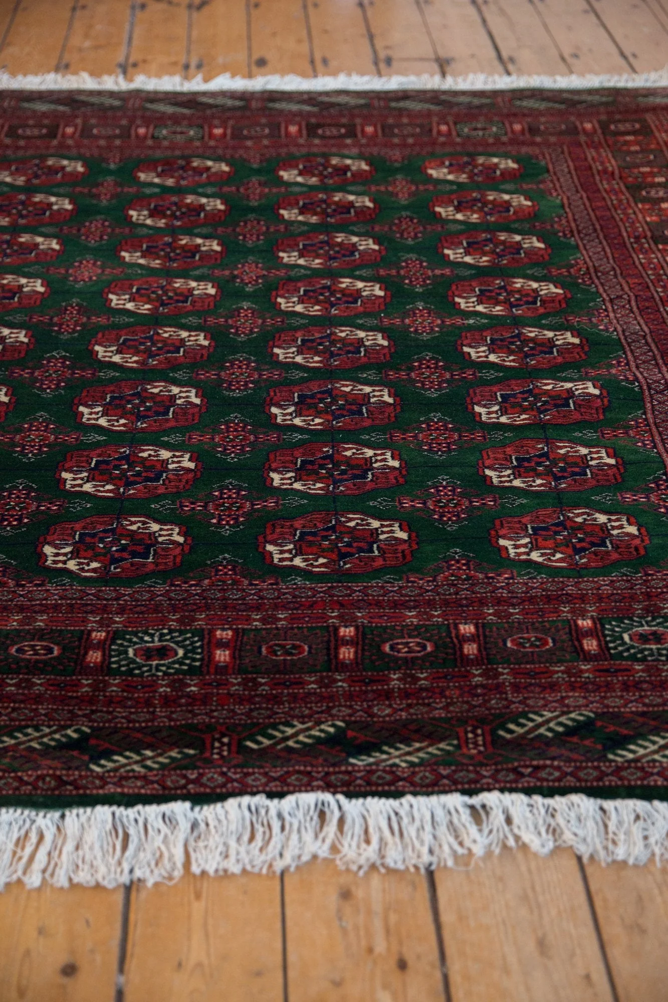 6x6.5 Vintage Fine Pakistani Bokhara Design Square Carpet - Image 5