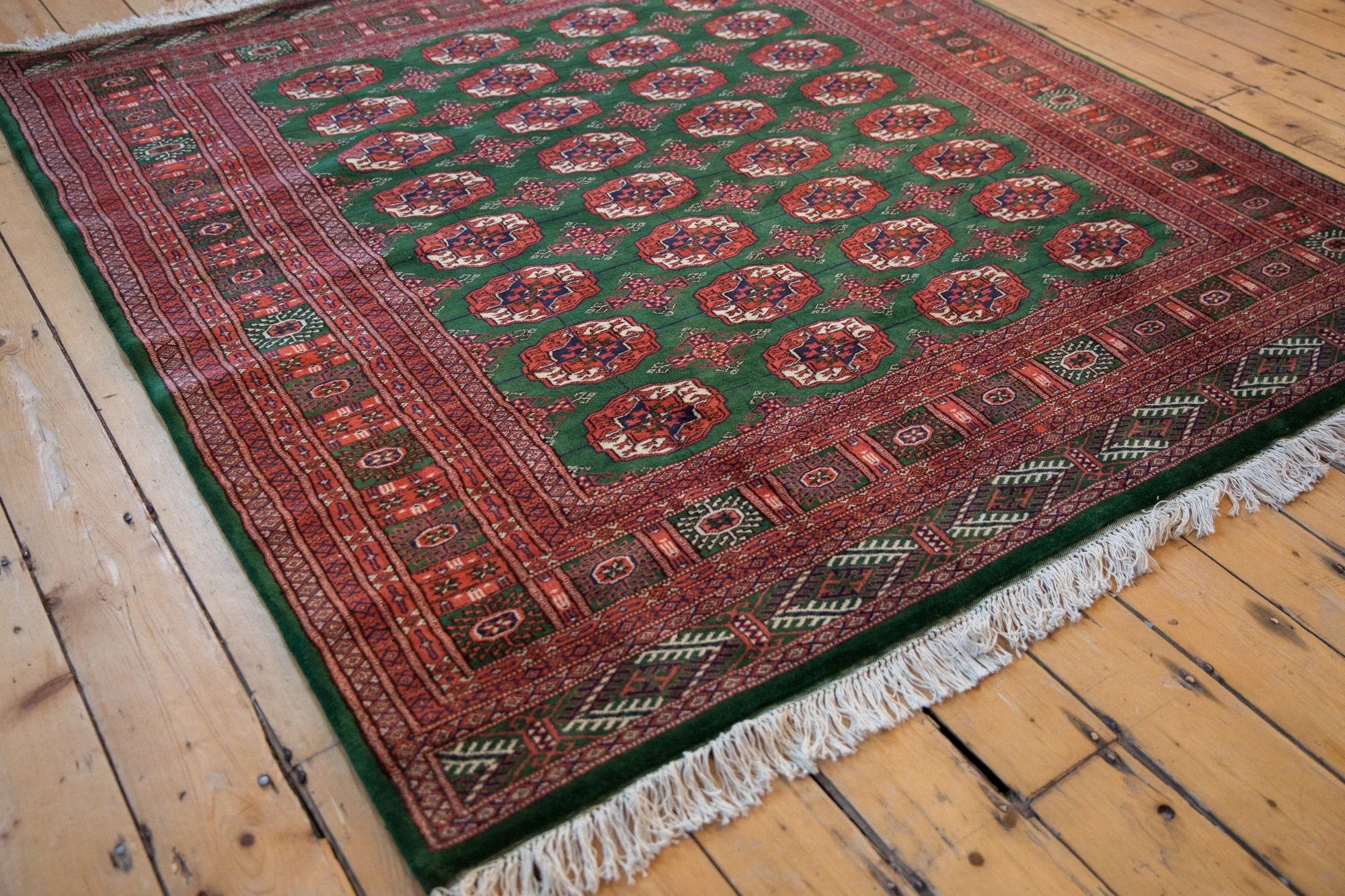 6x6.5 Vintage Fine Pakistani Bokhara Design Square Carpet - Image 6