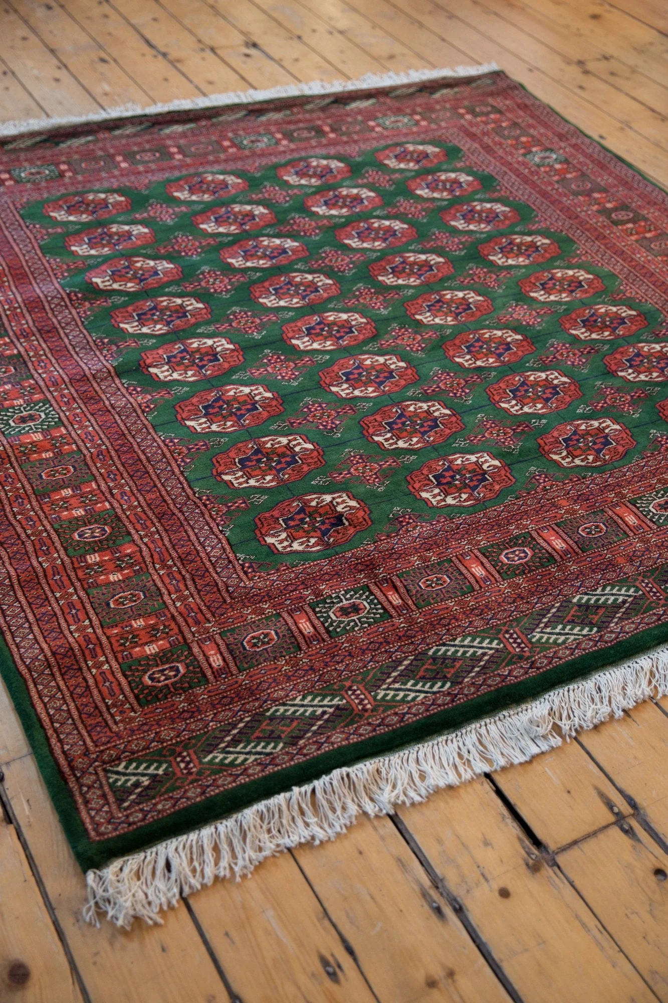 6x6.5 Vintage Fine Pakistani Bokhara Design Square Carpet - Image 8