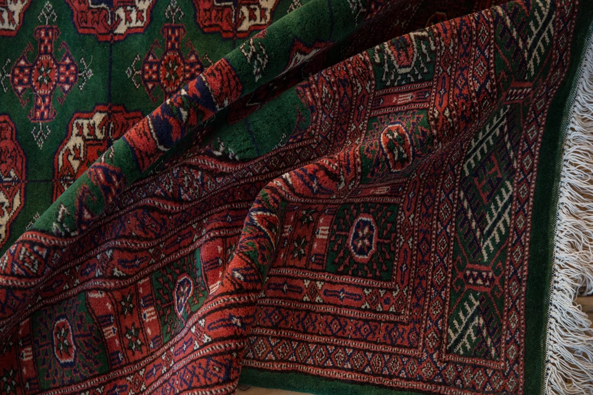 6x6.5 Vintage Fine Pakistani Bokhara Design Square Carpet - Image 9