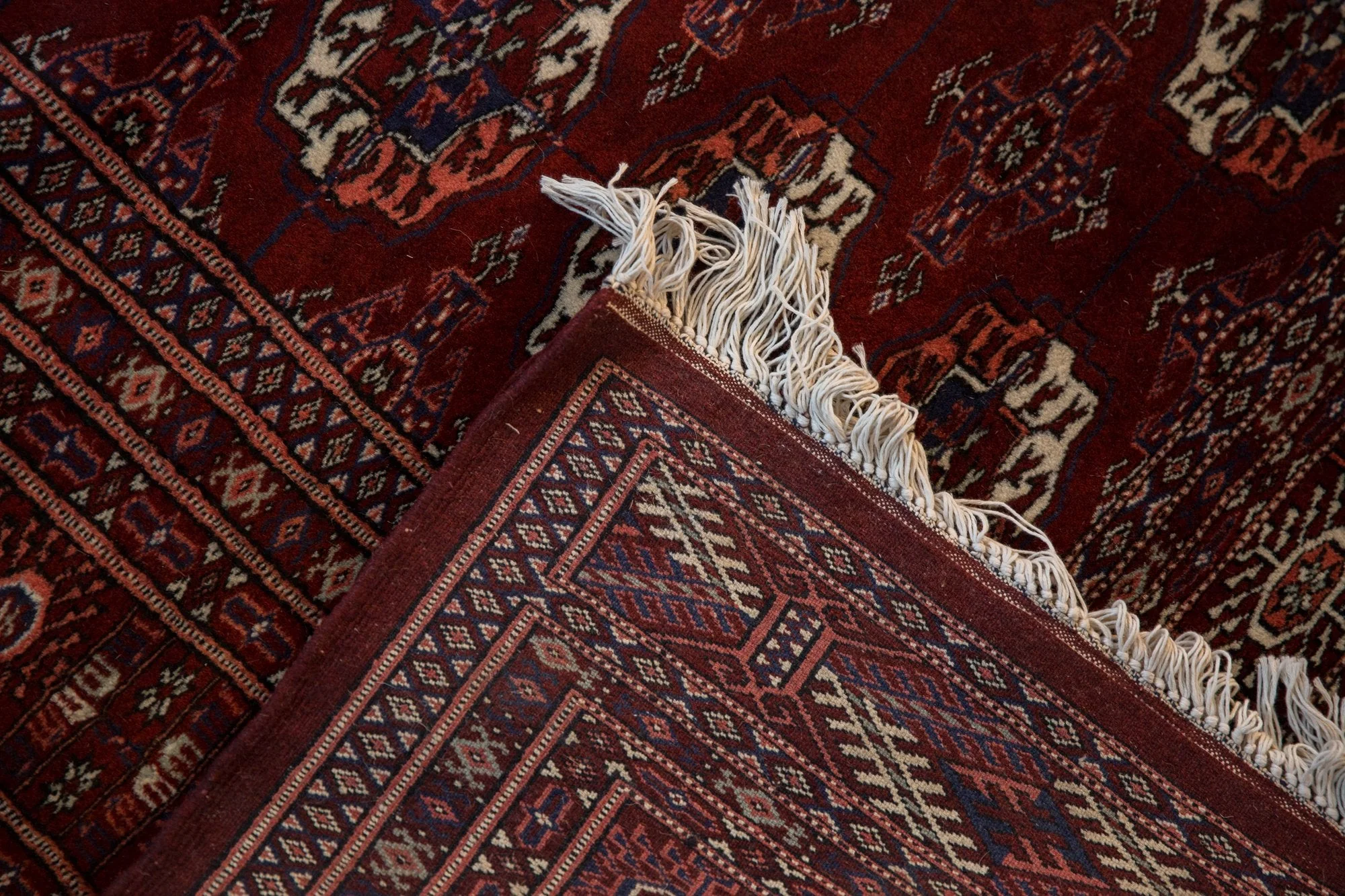 6x6.5 Vintage Fine Pakistani Bokhara Design Square Carpet - Image 11